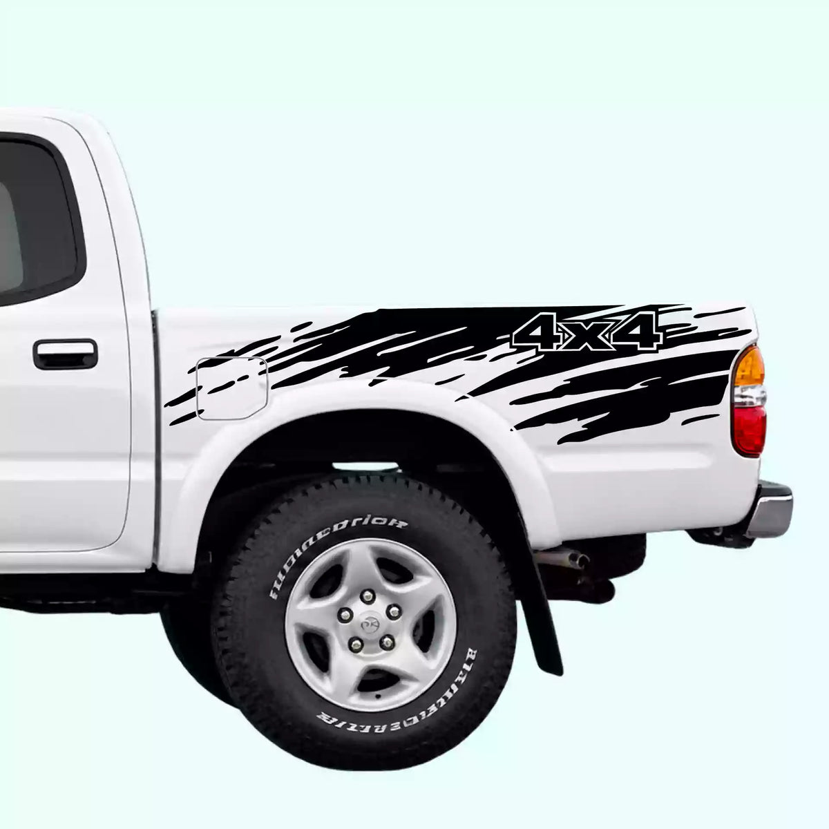 1995-2004 Toyota Tacoma Mud Splash 4x4 Bed Decals Vinyl Graphics Kit Black