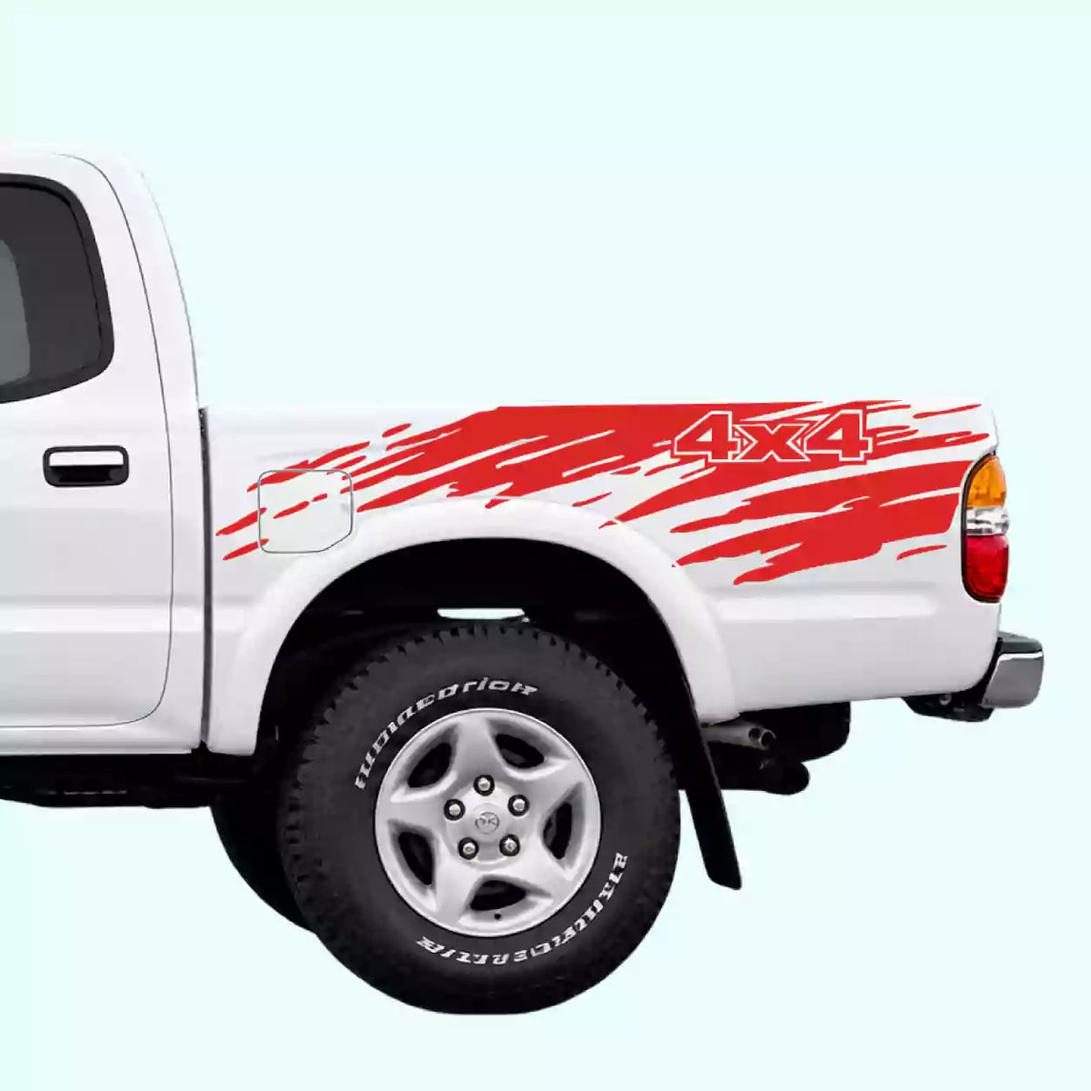 1995-2004 Toyota Tacoma Mud Splash 4x4 Bed Decals Vinyl Graphics Kit Red