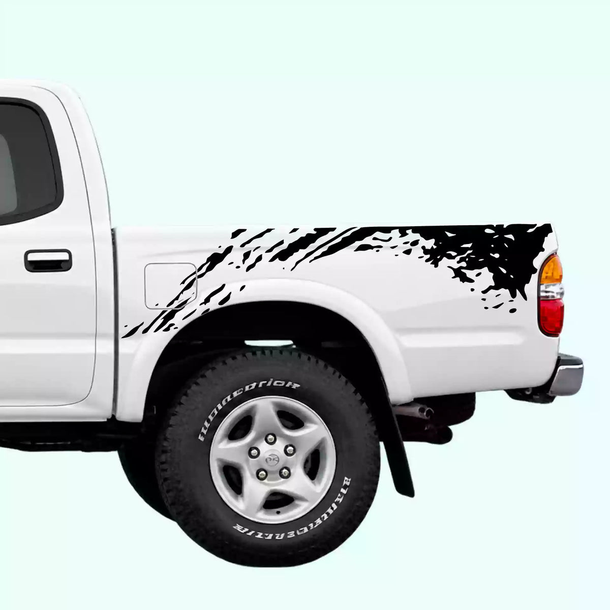 1995-2004 Toyota Tacoma Mud Splash Bed Decals Vinyl Graphics Kit Black