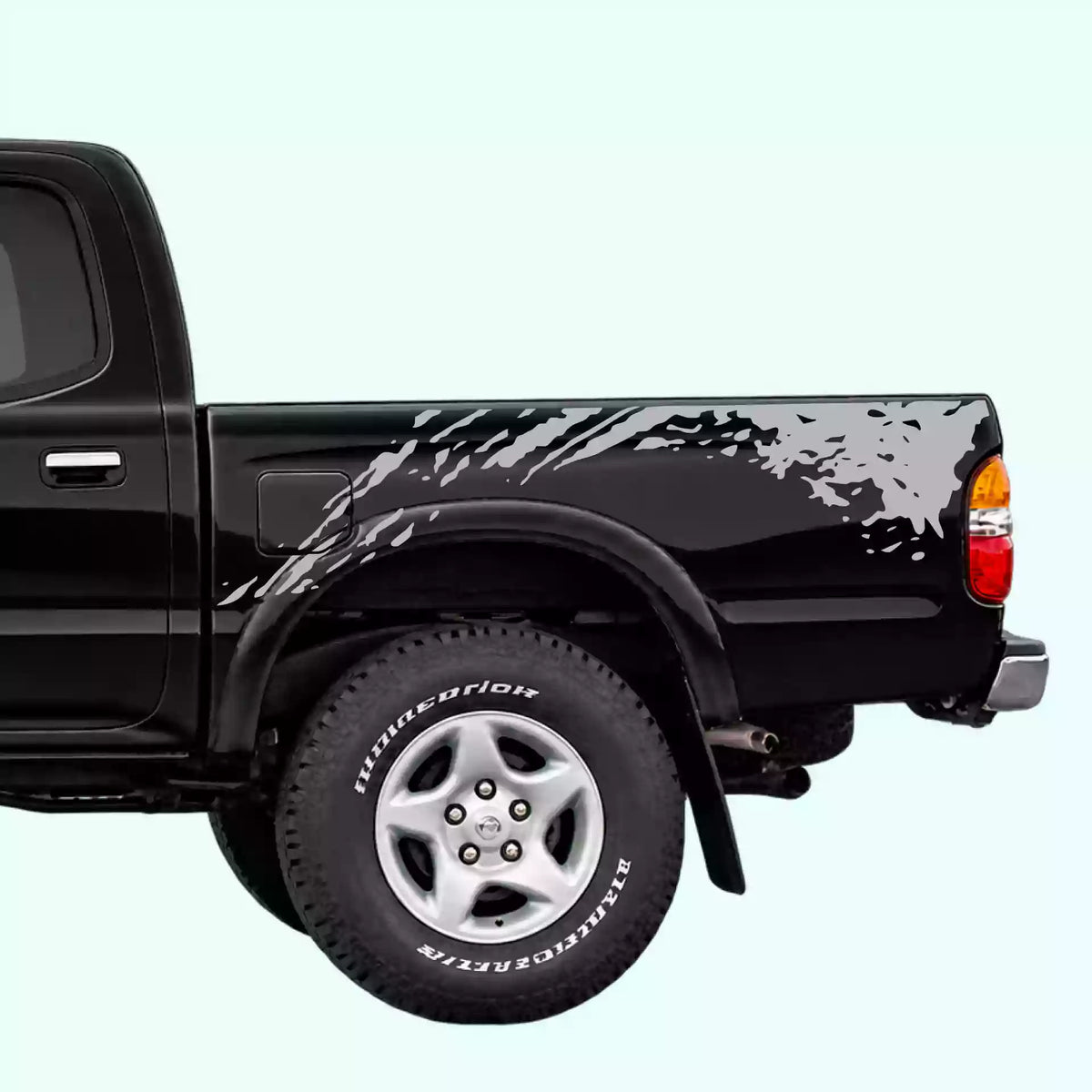1995-2004 Toyota Tacoma Mud Splash Bed Decals Vinyl Graphics Kit Gray