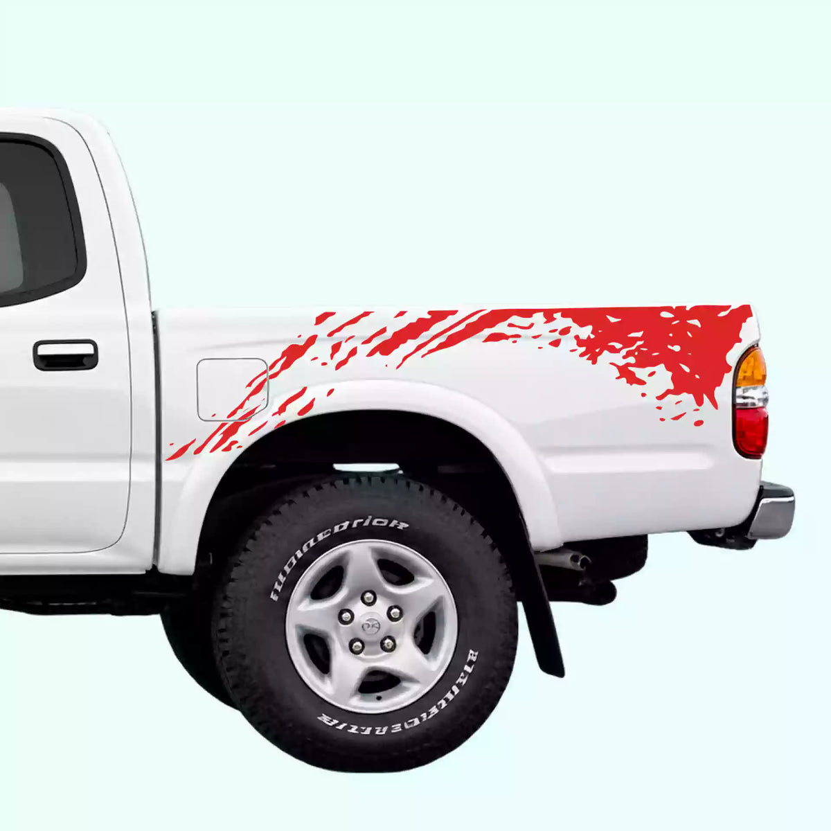 1995-2004 Toyota Tacoma Mud Splash Bed Decals Vinyl Graphics Kit Red