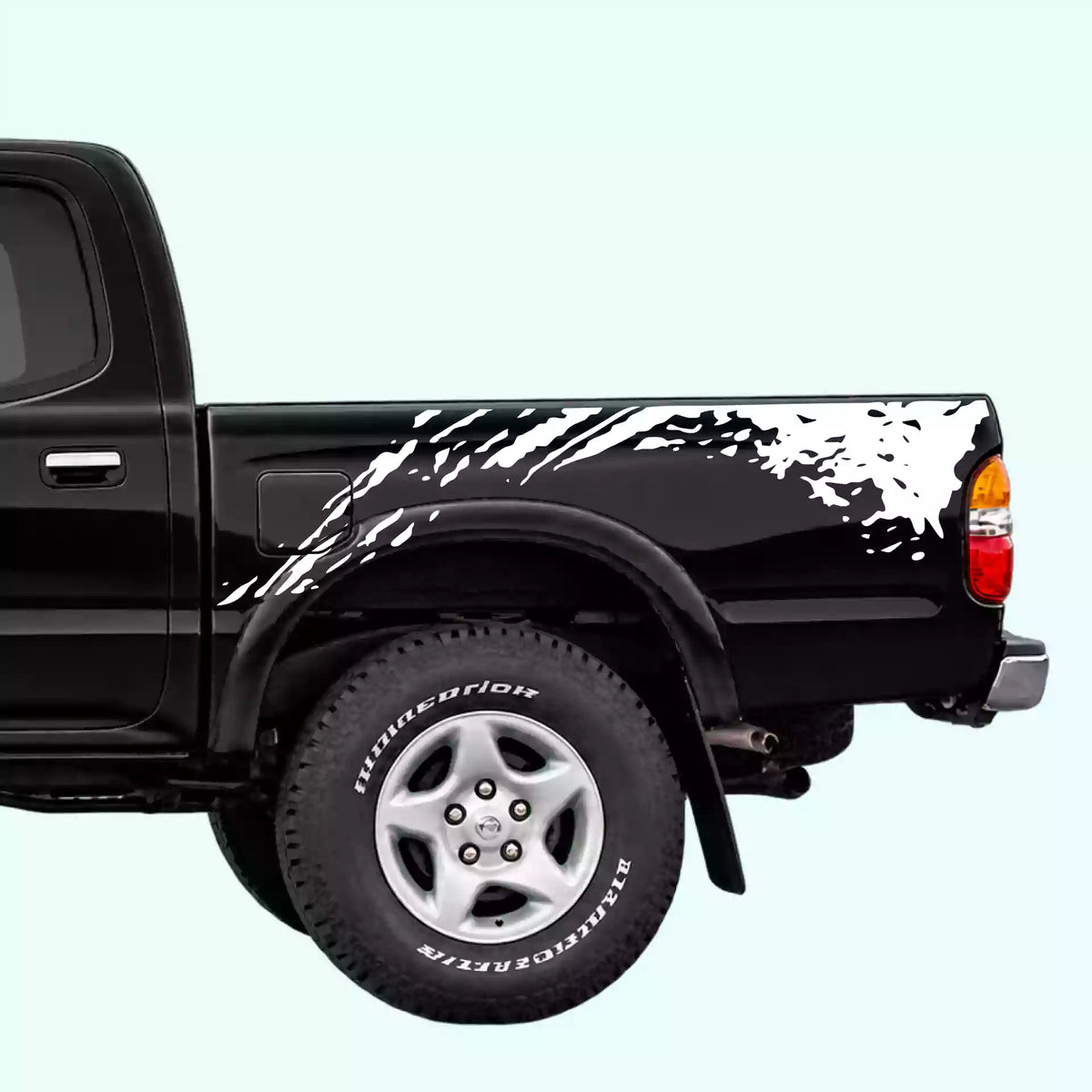 1995-2004 Toyota Tacoma Mud Splash Bed Decals Vinyl Graphics Kit White