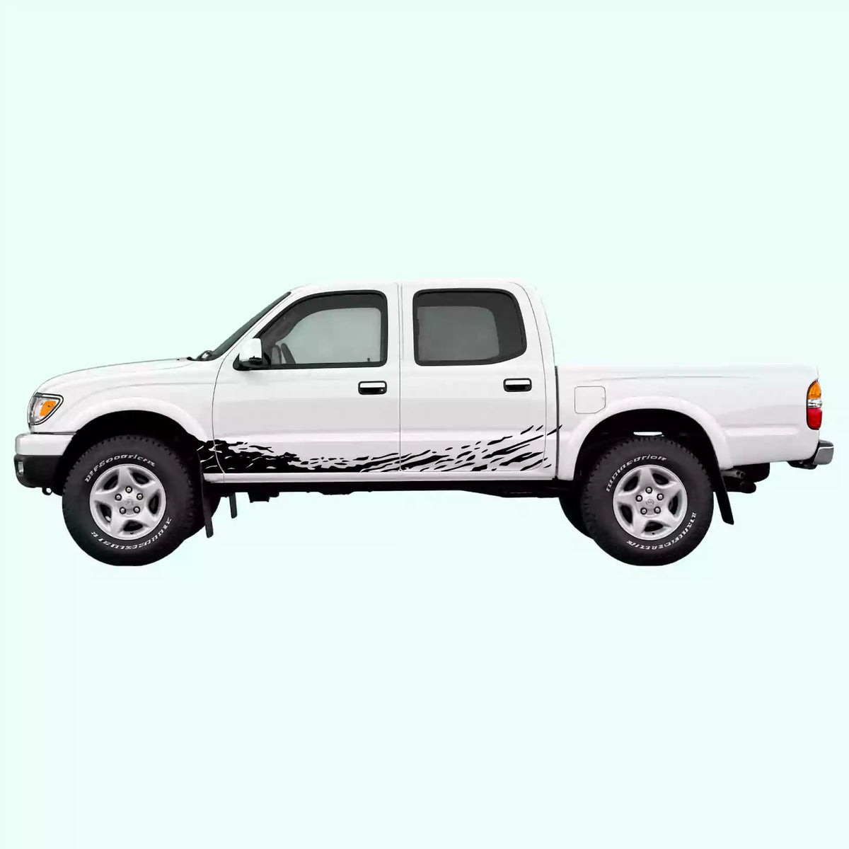 1995-2004 Toyota Tacoma Mud Splash Rocker Stripes Vinyl Graphics Kit Black