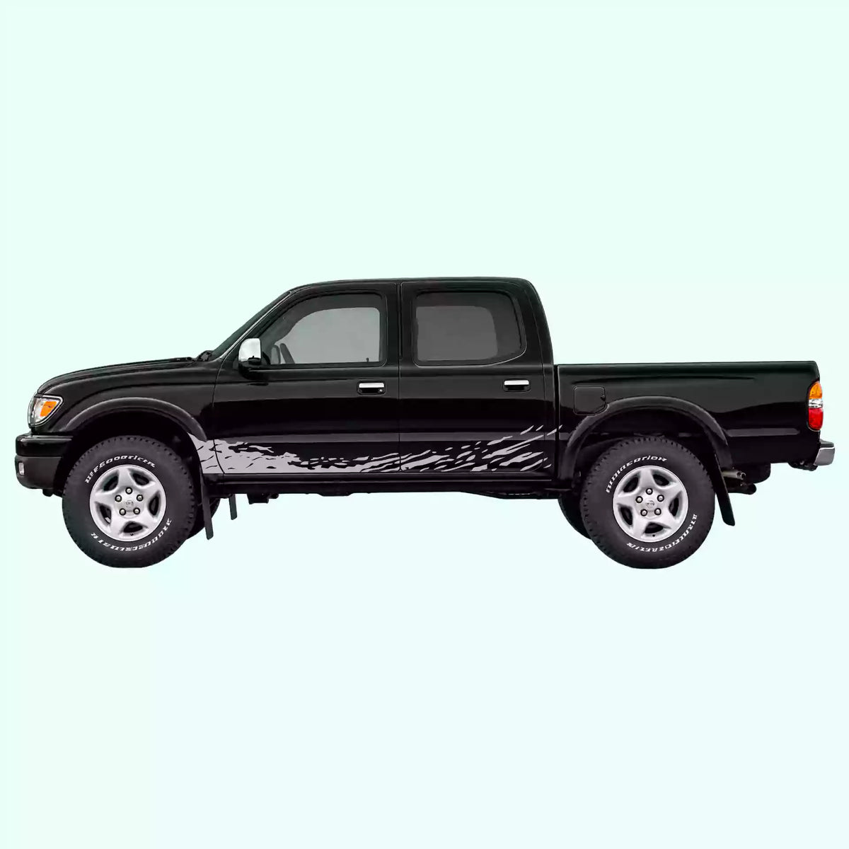 1995-2004 Toyota Tacoma Mud Splash Rocker Stripes Vinyl Graphics Kit Gray