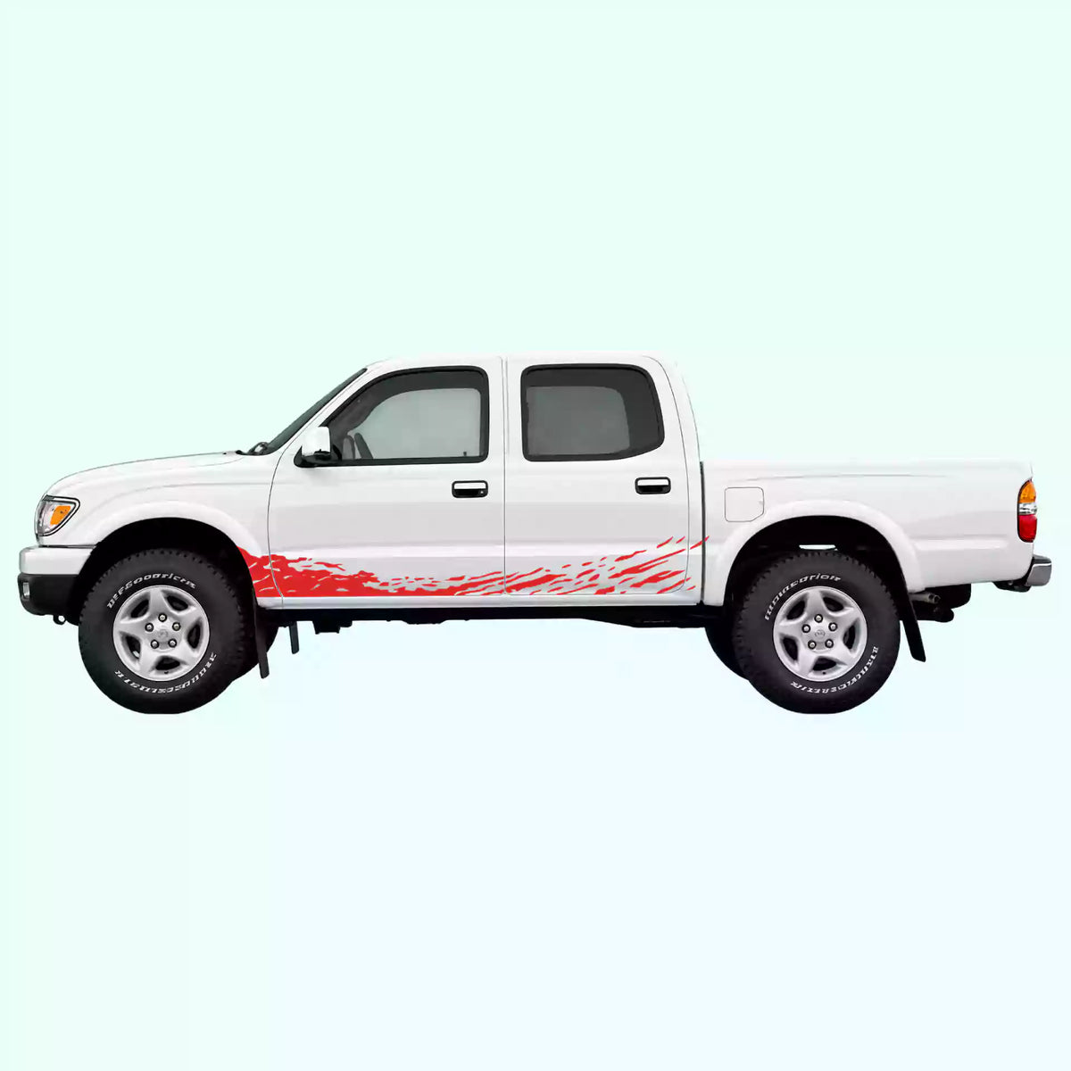 1995-2004 Toyota Tacoma Mud Splash Rocker Stripes Vinyl Graphics Kit Red