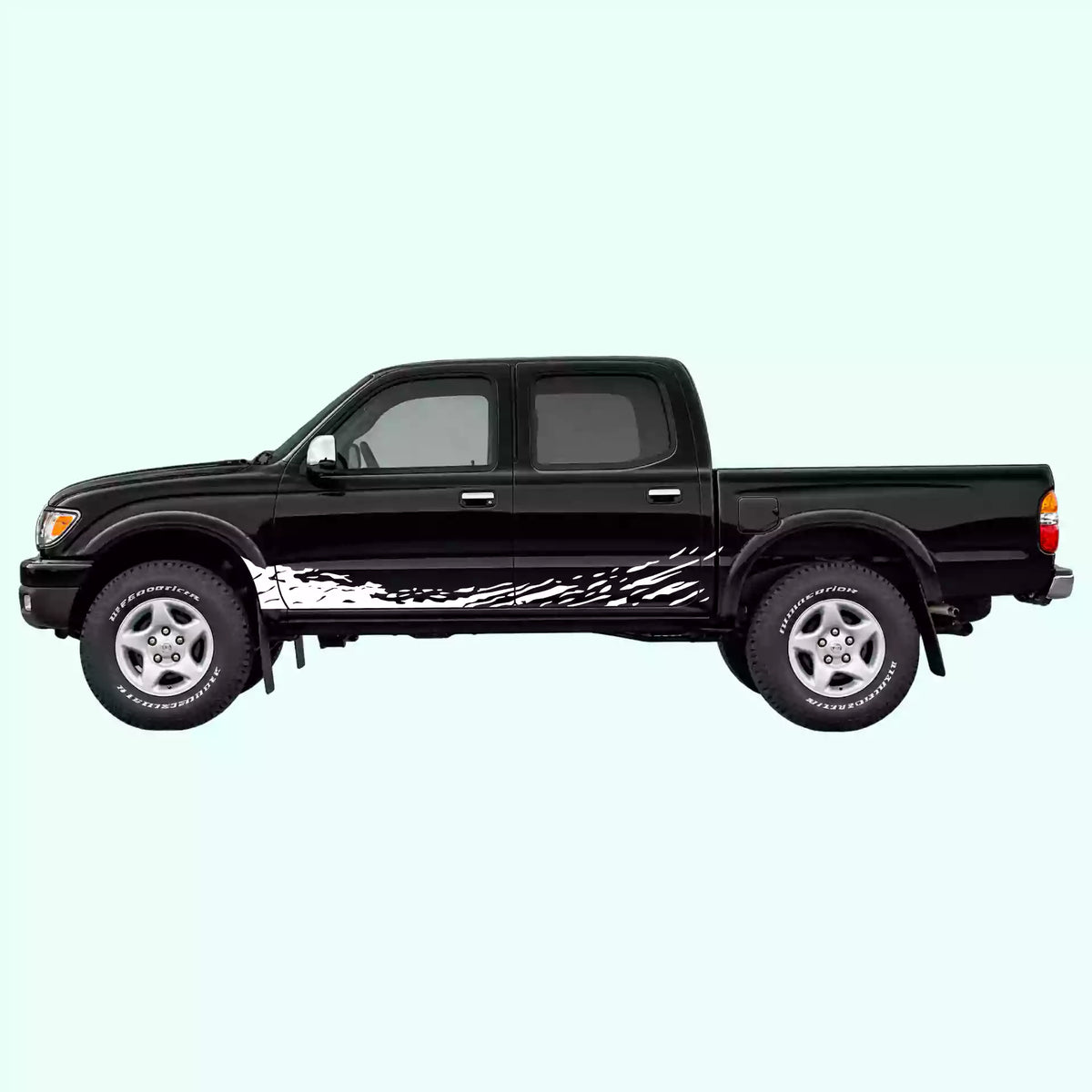 1995-2004 Toyota Tacoma Mud Splash Rocker Stripes Vinyl Graphics Kit White