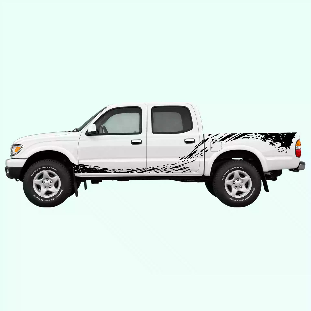 1995-2004 Toyota Tacoma Mud Splash Rocker & Bed Decals Vinyl Graphics Kit Black
