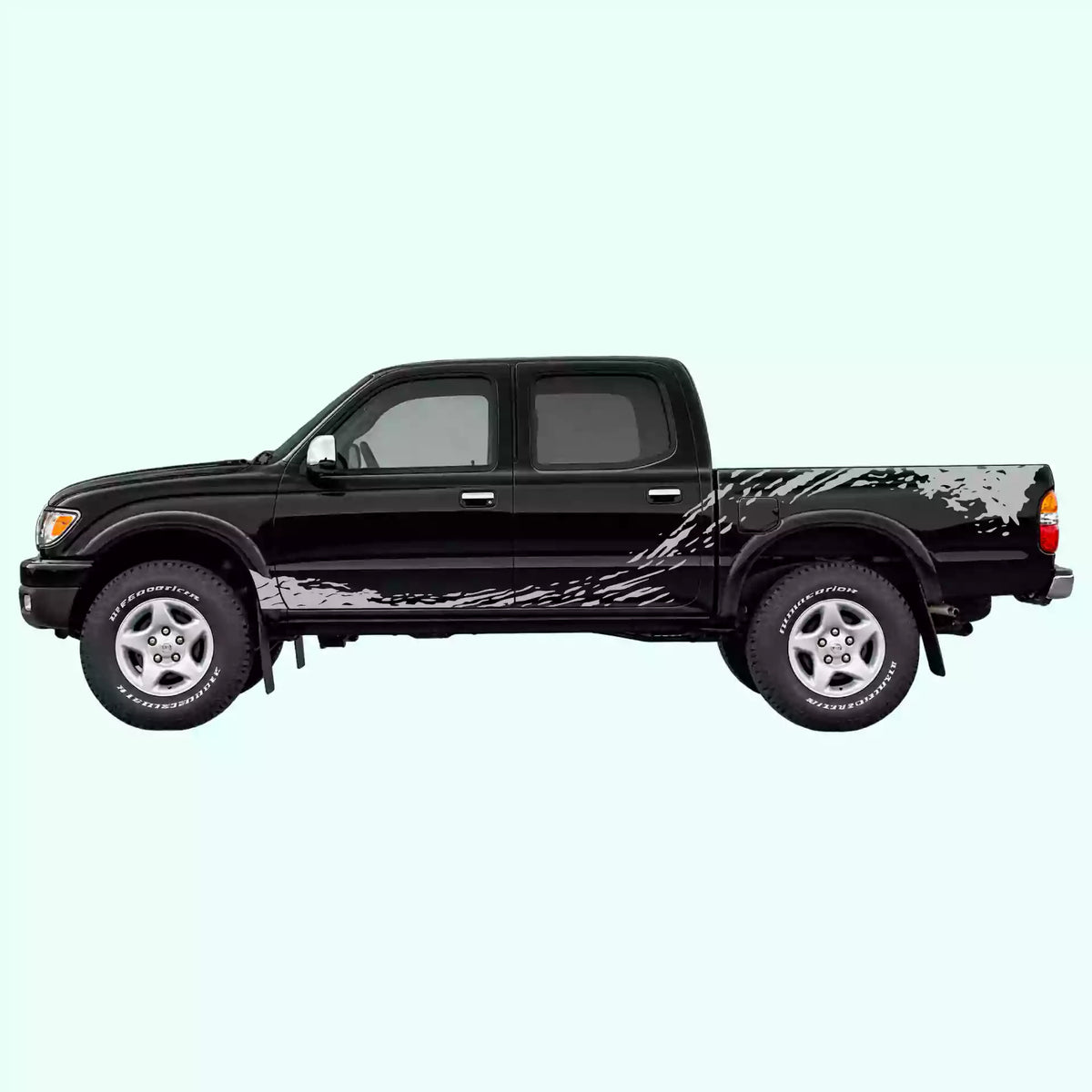 1995-2004 Toyota Tacoma Mud Splash Rocker & Bed Decals Vinyl Graphics Kit Gray