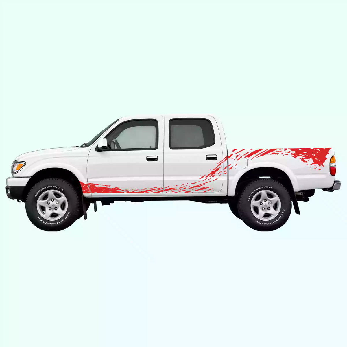1995-2004 Toyota Tacoma Mud Splash Rocker & Bed Decals Vinyl Graphics Kit Red