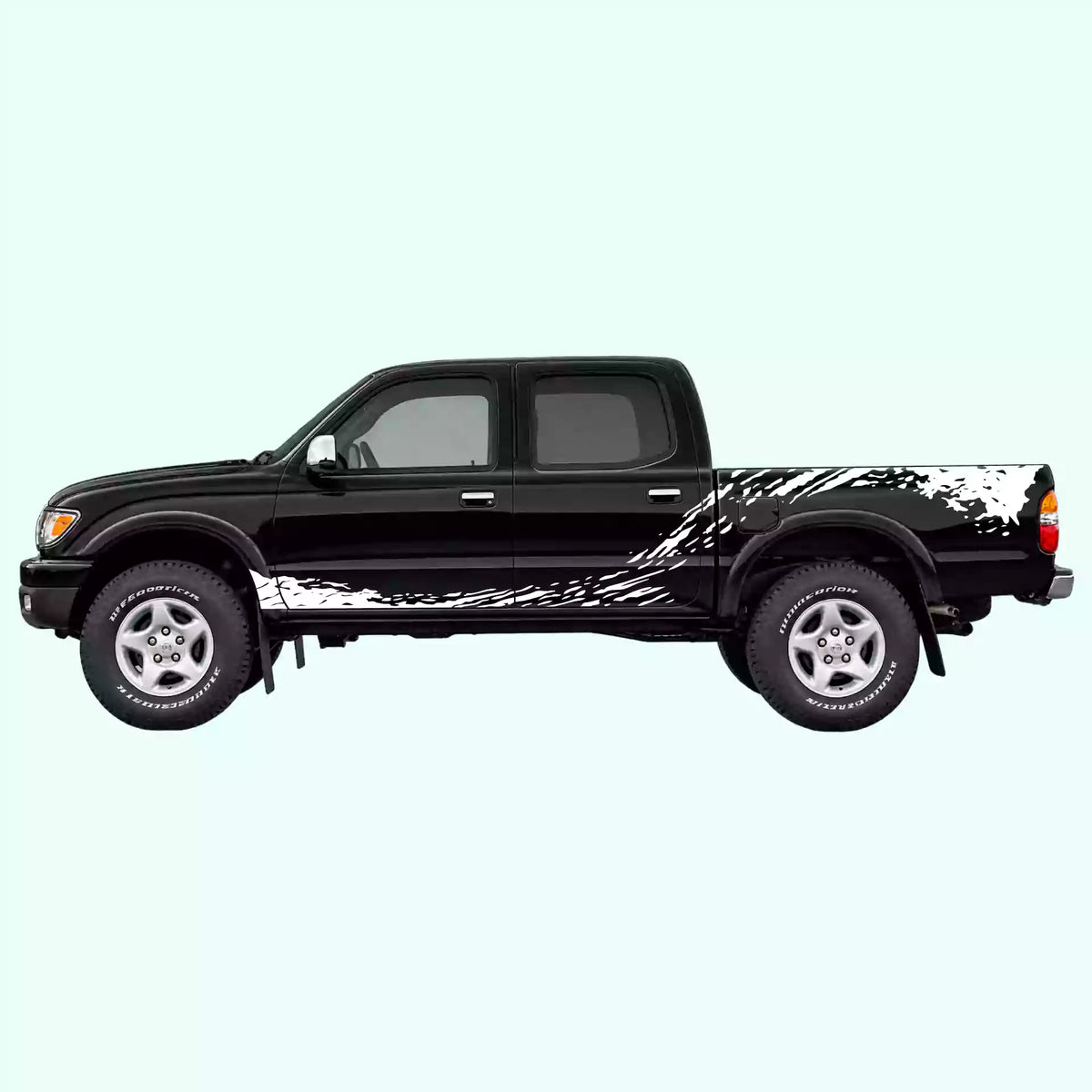 1995-2004 Toyota Tacoma Mud Splash Rocker & Bed Decals Vinyl Graphics Kit White