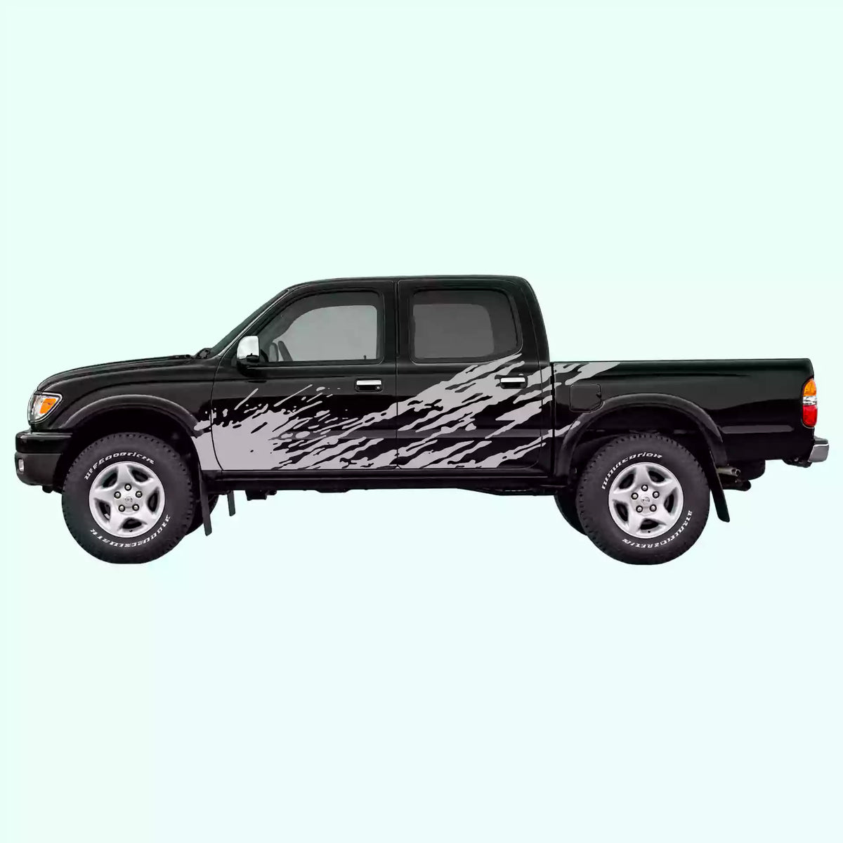 1995-2004 Toyota Tacoma Mud Splash Side Decals Vinyl Graphics Kit Gray