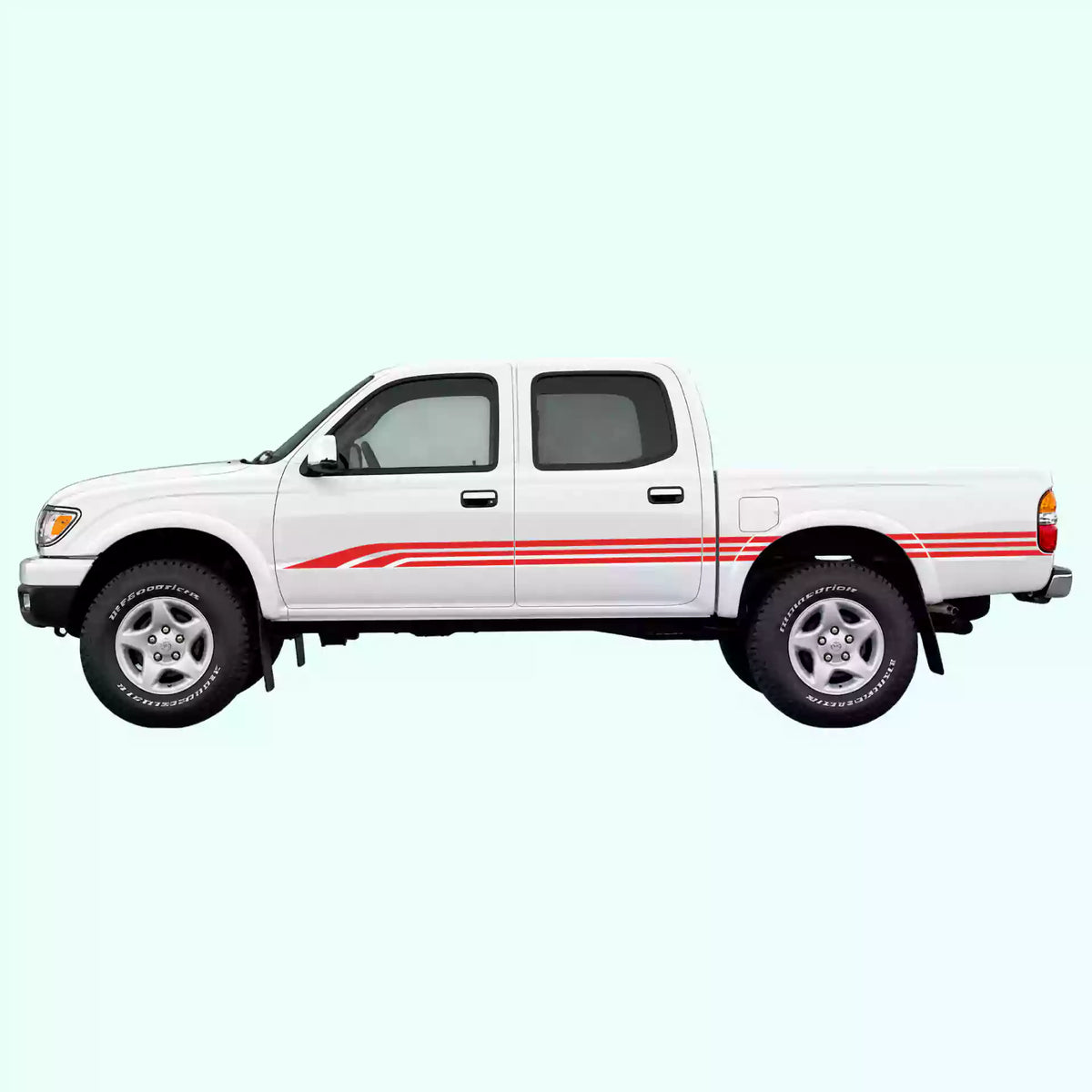 1995-2004 Toyota Tacoma Old School Side Stripes Vinyl Graphics Kit Red