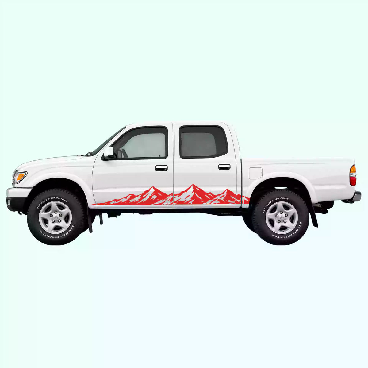 1995-2004 Toyota Tacoma Peak Mountain Rocker Stripes Vinyl Graphics Kit Red