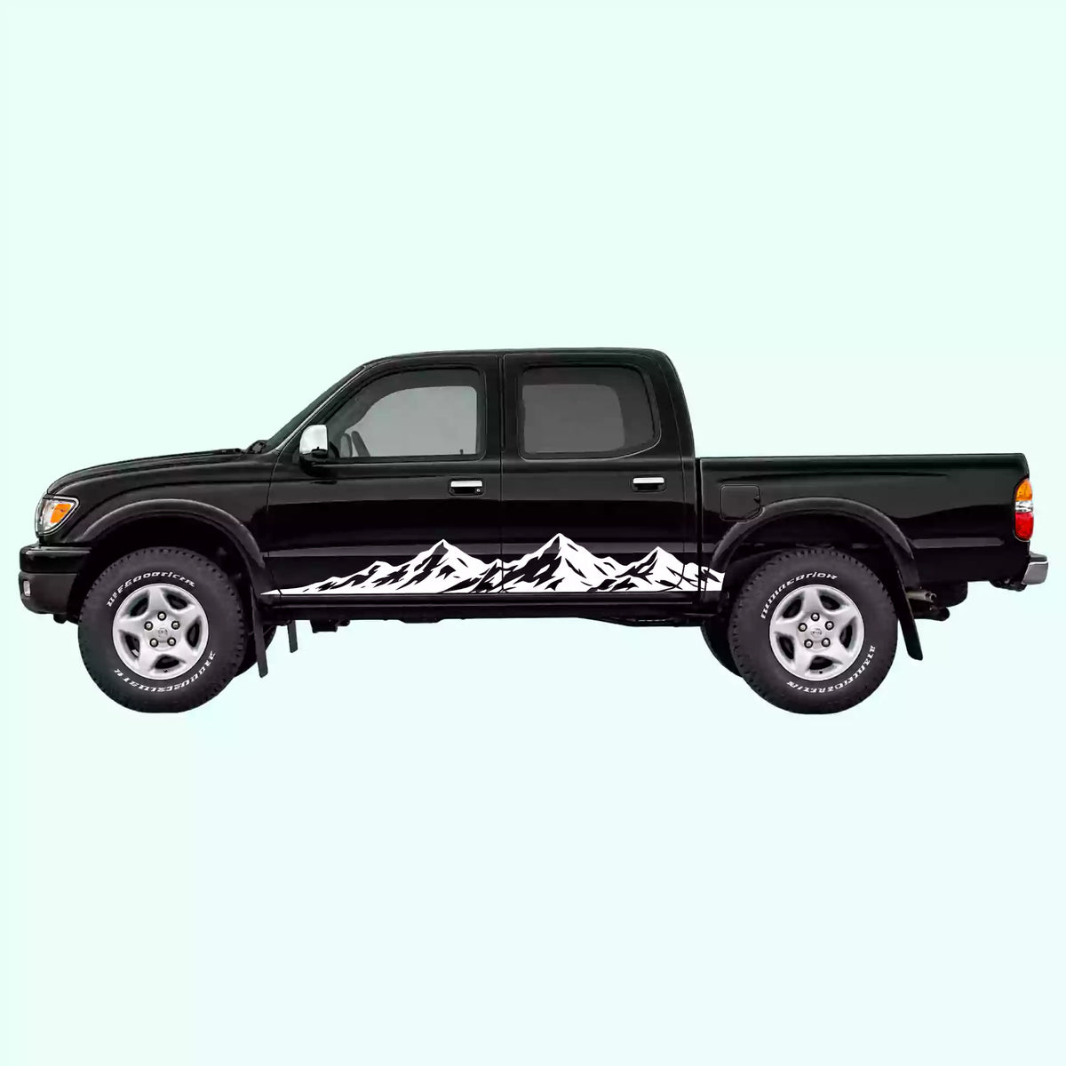 1995-2004 Toyota Tacoma Peak Mountain Rocker Stripes Vinyl Graphics Kit White