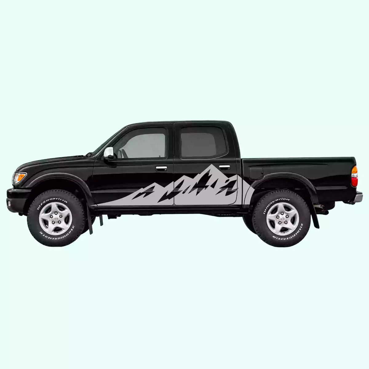 1995-2004 Toyota Tacoma Peak Mountain Side Decals Vinyl Graphics Kit Gray