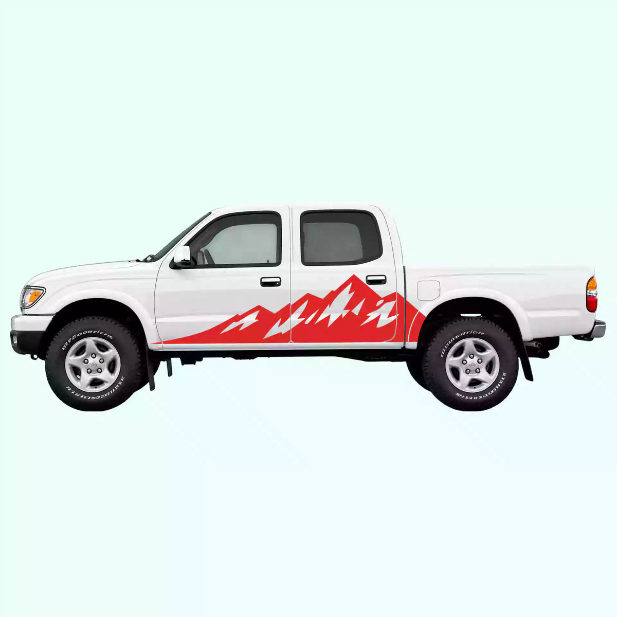 1995-2004 Toyota Tacoma Peak Mountain Side Decals Vinyl Graphics Kit Red