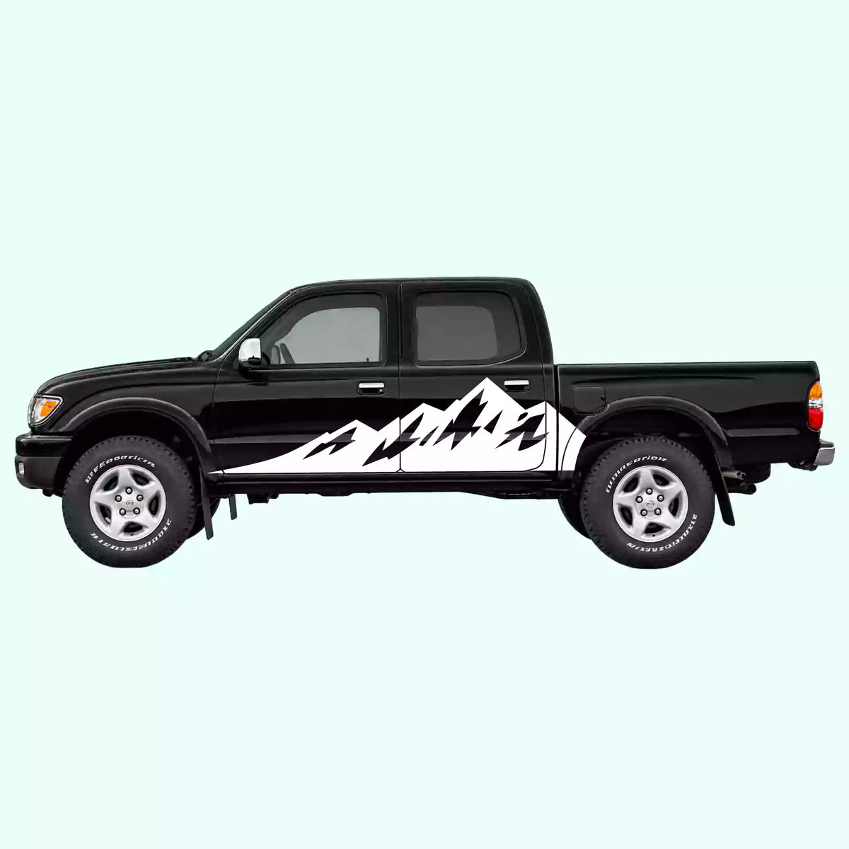 1995-2004 Toyota Tacoma Peak Mountain Side Decals Vinyl Graphics Kit White