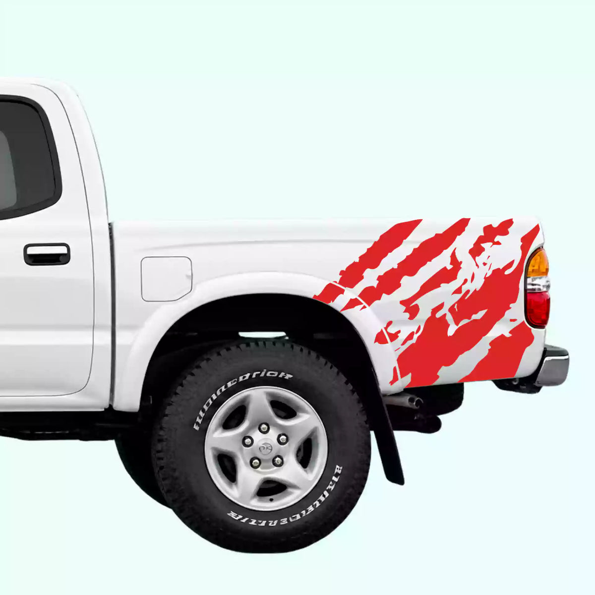 1995-2004 Toyota Tacoma Shred Bed Side Decals Vinyl Graphics Kit Red