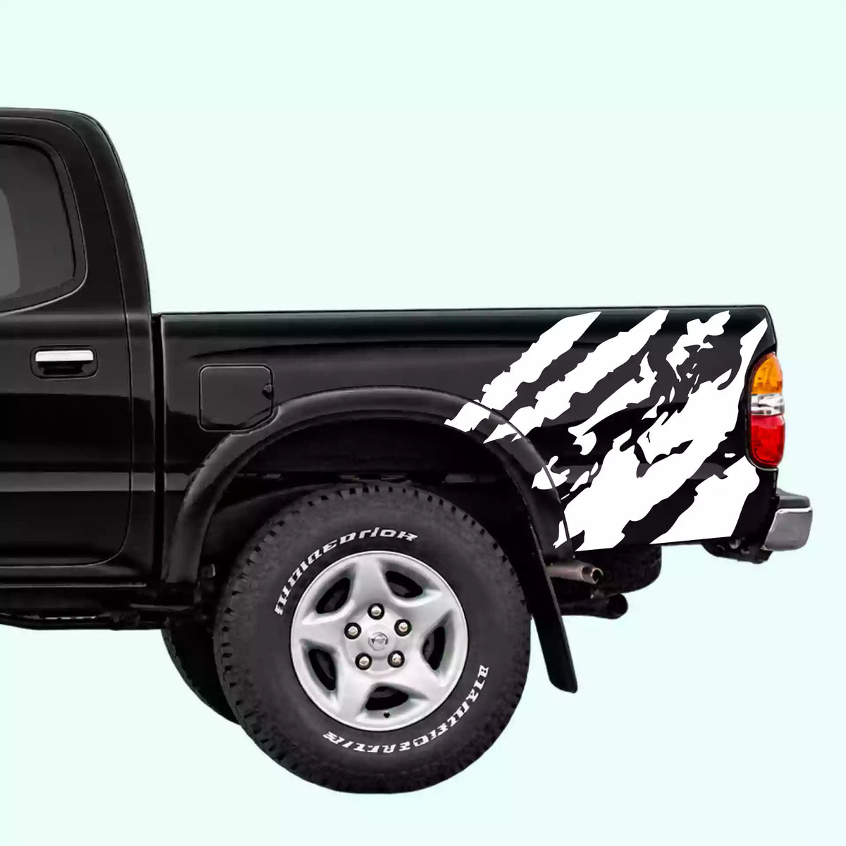 1995-2004 Toyota Tacoma Shred Bed Side Decals Vinyl Graphics Kit White