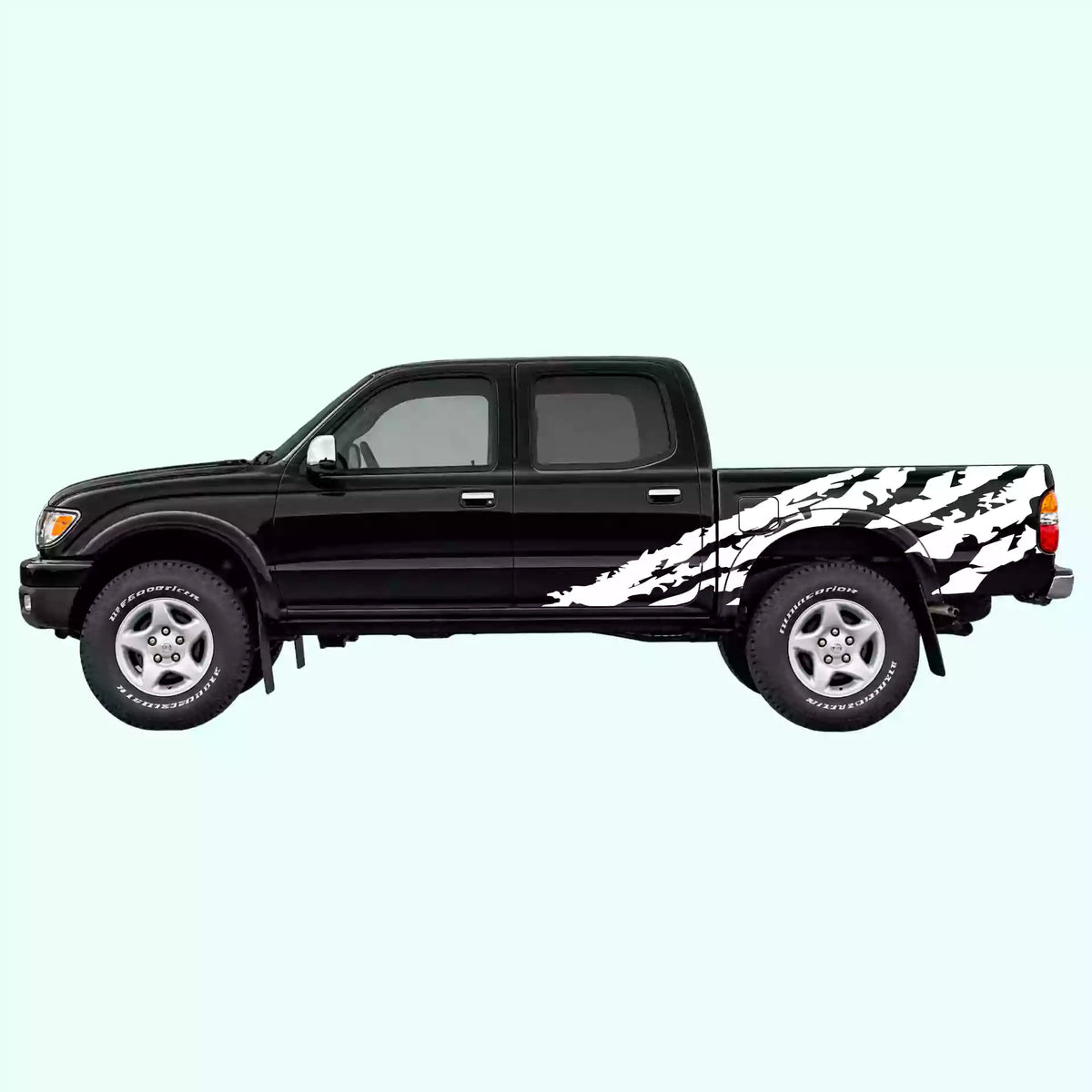 1995-2004 Toyota Tacoma Shred Side Decals Vinyl Graphics Kit White
