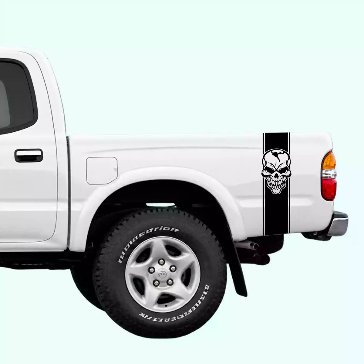 1995-2004 Toyota Tacoma Skull Bed Stripes Vinyl Graphics Kit Black
