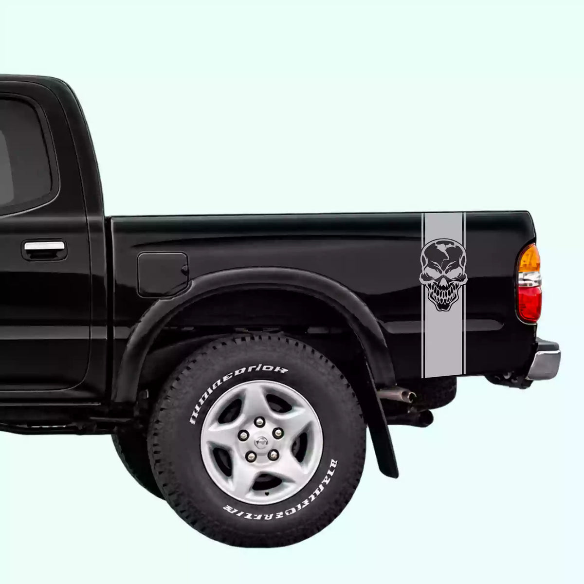 1995-2004 Toyota Tacoma Skull Bed Stripes Vinyl Graphics Kit Gray