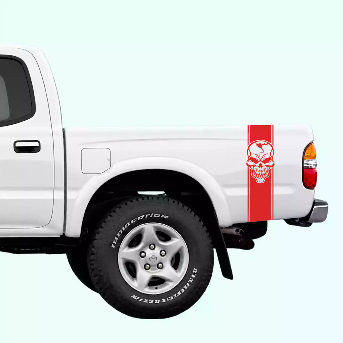 1995-2004 Toyota Tacoma Skull Bed Stripes Vinyl Graphics Kit Red