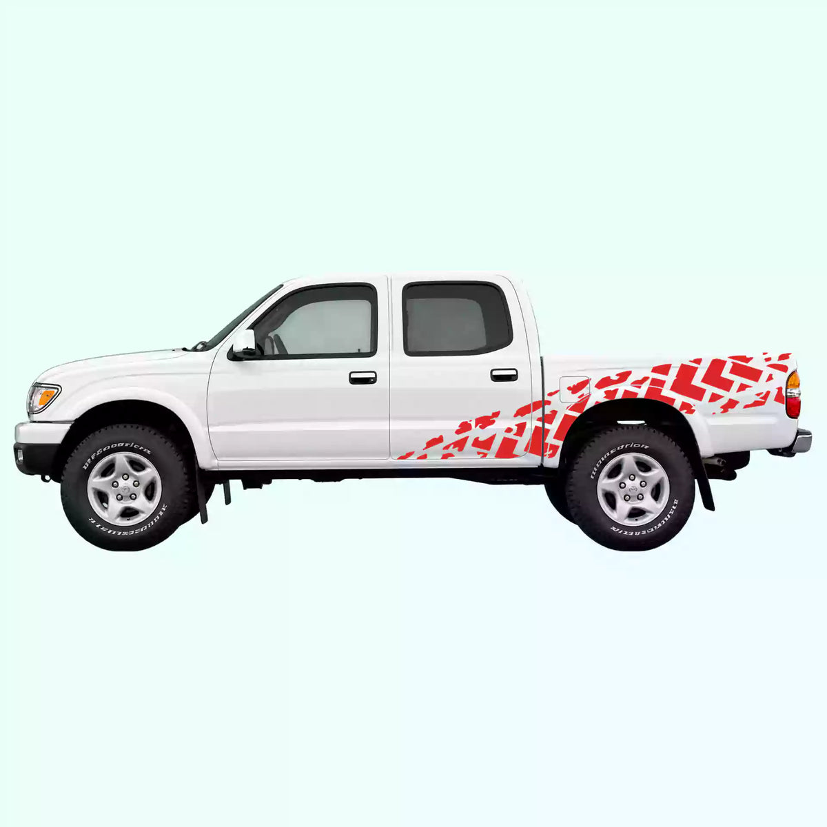 1995-2004 Toyota Tacoma Tire Tracks Side Decals Vinyl Graphics Kit Red
