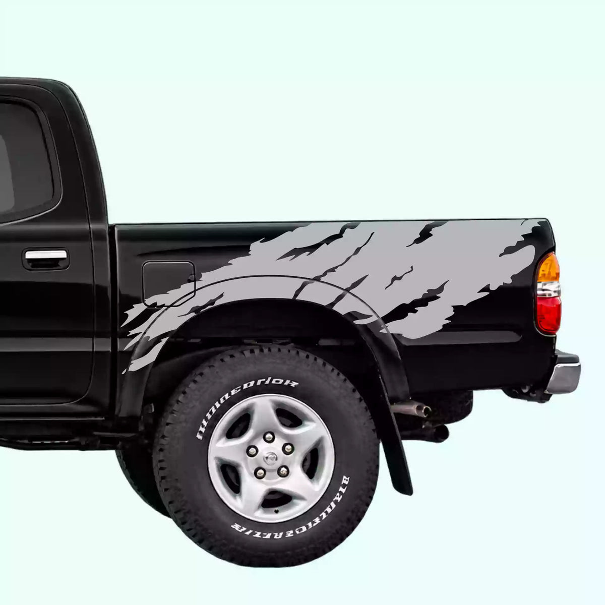 1995-2004 Toyota Tacoma Torn Off Road Bed Decals Vinyl Graphics Kit Gray