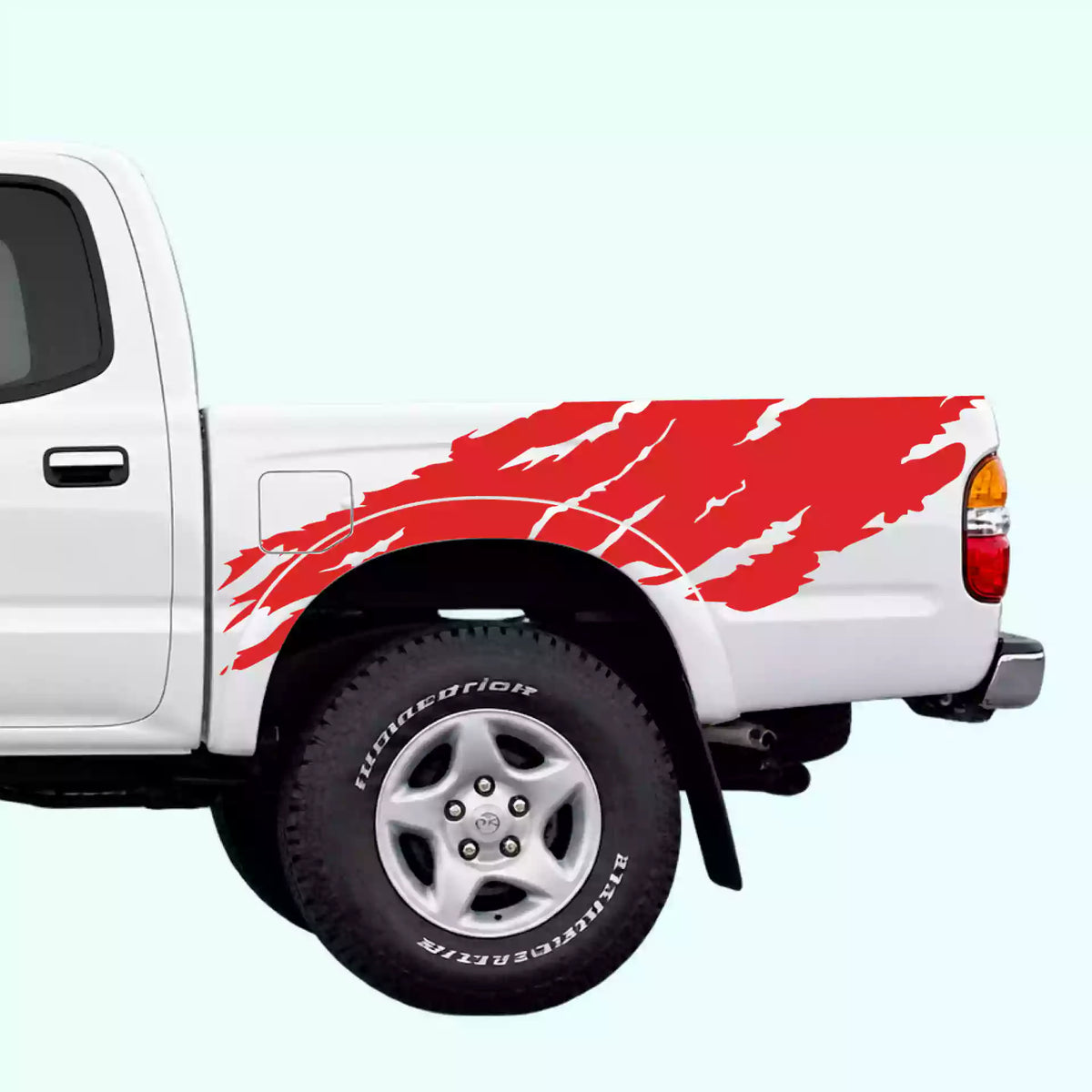 1995-2004 Toyota Tacoma Torn Off Road Bed Decals Vinyl Graphics Kit Red