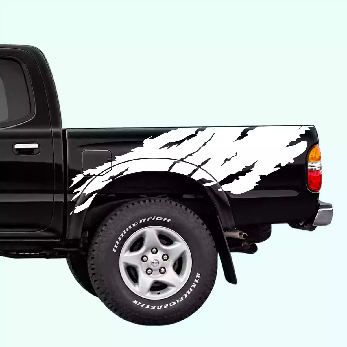 1995-2004 Toyota Tacoma Torn Off Road Bed Decals Vinyl Graphics Kit White
