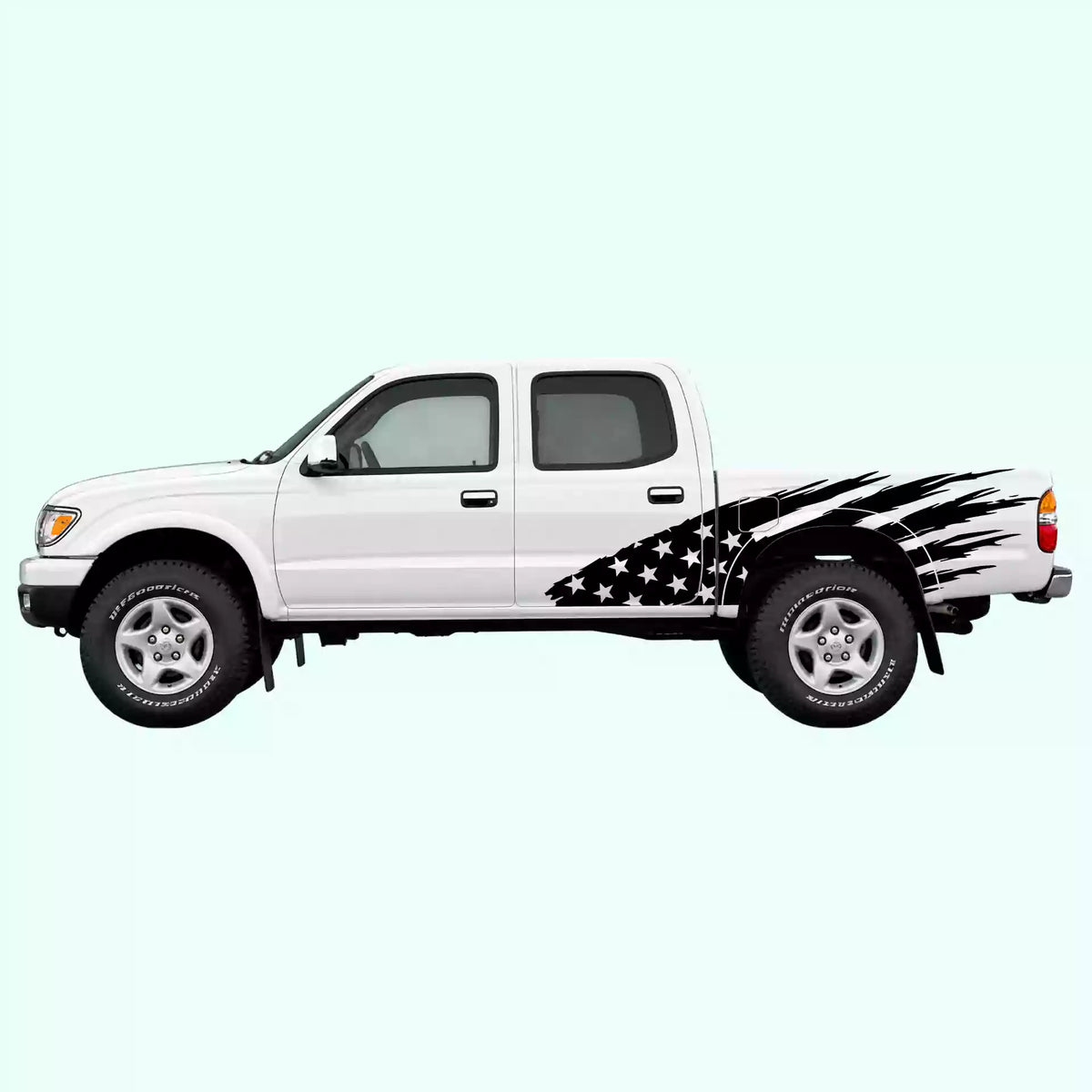 1995-2004 Toyota Tacoma US Flag Side Decals Vinyl Graphics Kit Black