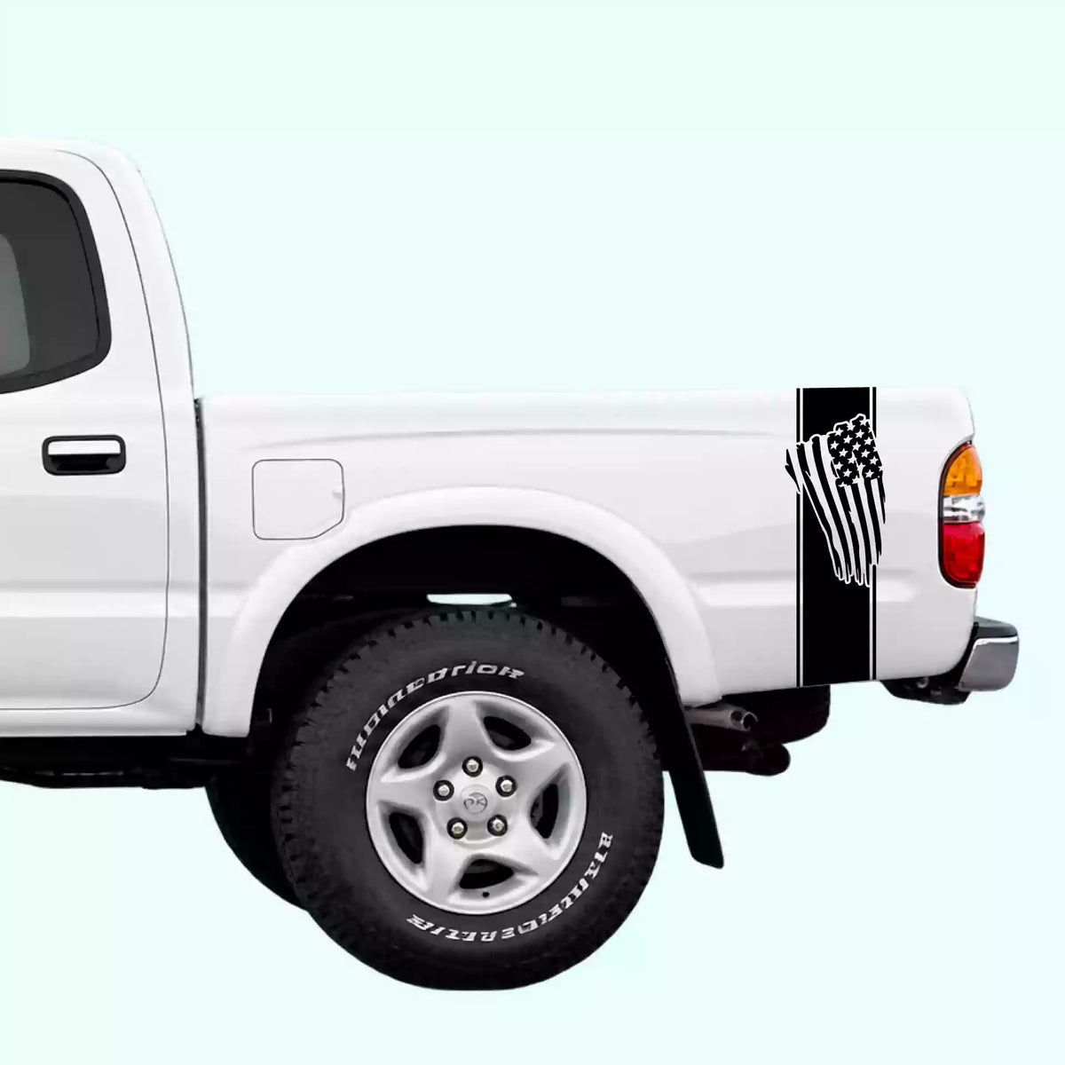1995-2004 Toyota Tacoma USA Flag Bed Decals Vinyl Graphics Kit Black