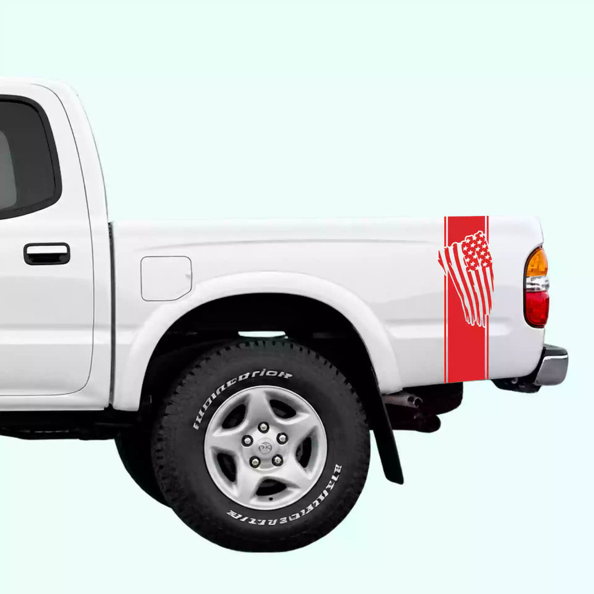 1995-2004 Toyota Tacoma USA Flag Bed Decals Vinyl Graphics Kit Red