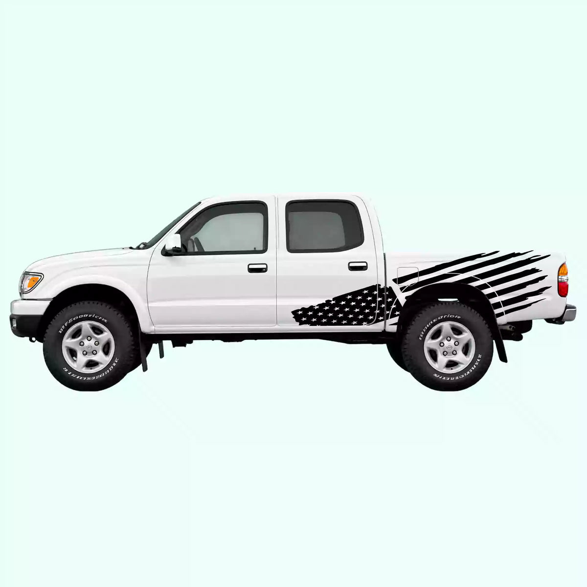 1995-2004 Toyota Tacoma USA Flag Side Decals Vinyl Graphics Kit Black