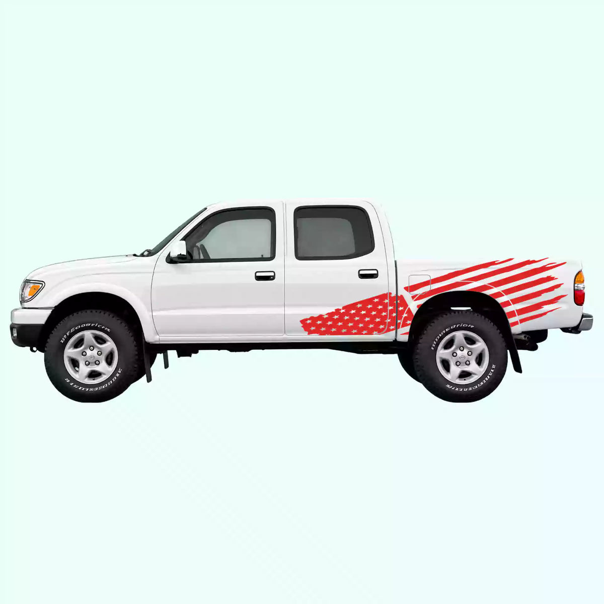 1995-2004 Toyota Tacoma USA Flag Side Decals Vinyl Graphics Kit Red
