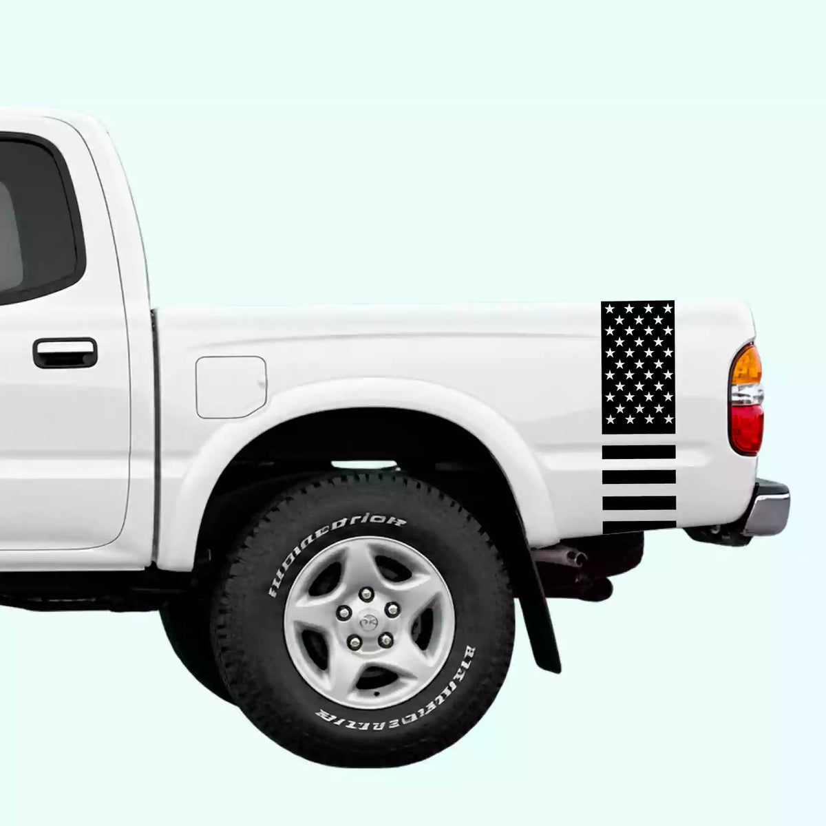 1995-2004 Toyota Tacoma American Flag Bed Side Stripes Vinyl Graphics Kit Black