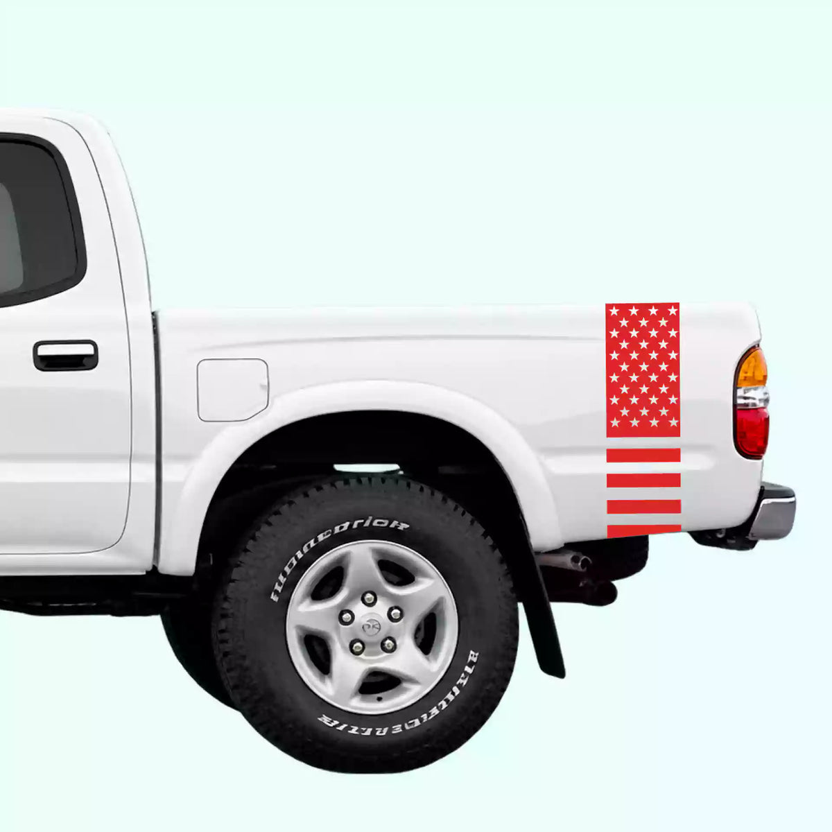 1995-2004 Toyota Tacoma American Flag Bed Side Stripes Vinyl Graphics Kit Red
