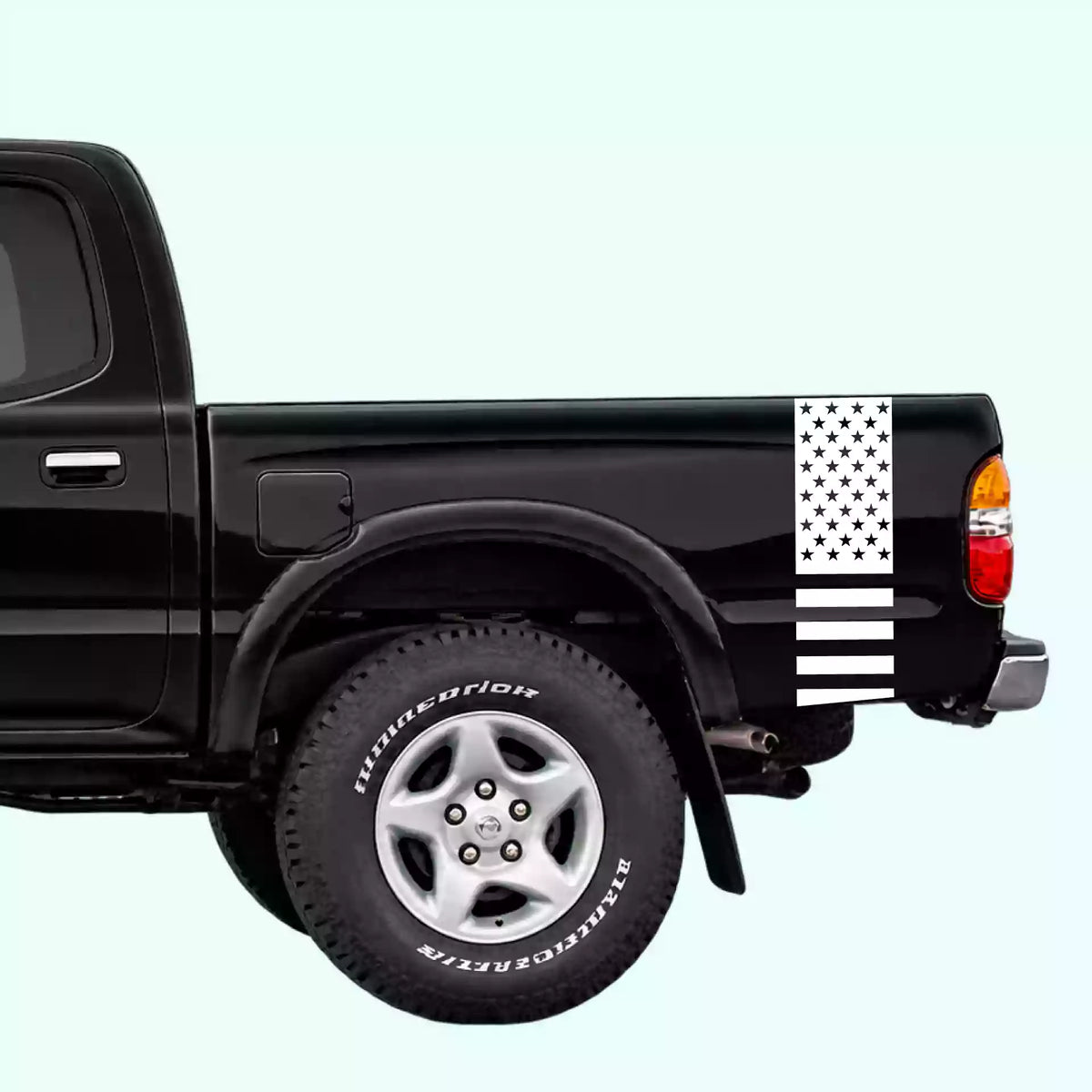 1995-2004 Toyota Tacoma American Flag Bed Side Stripes Vinyl Graphics Kit White