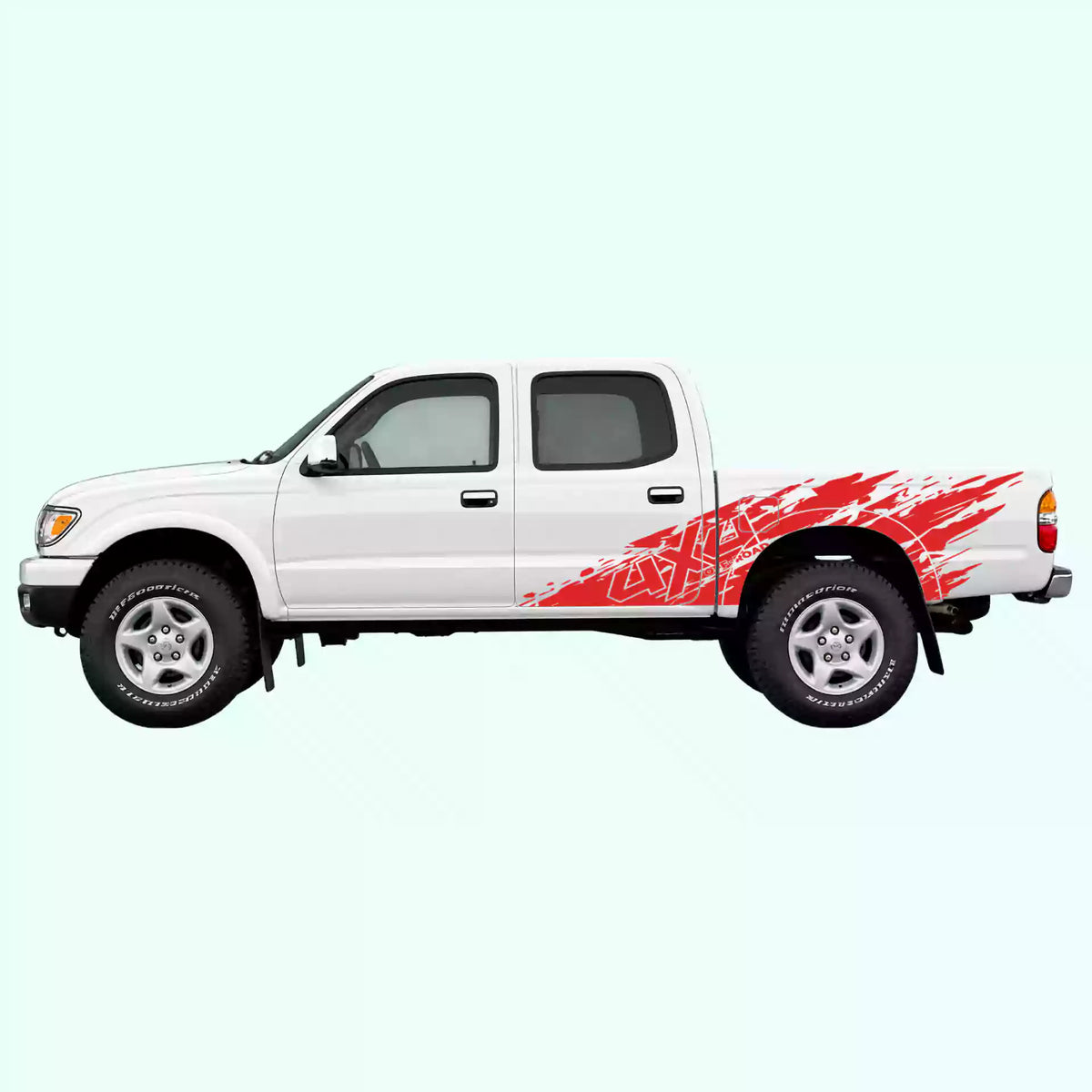 1995-2004 Toyota Tacoma 4x4 Mud Splash Side Decals Vinyl Graphics Kit Red