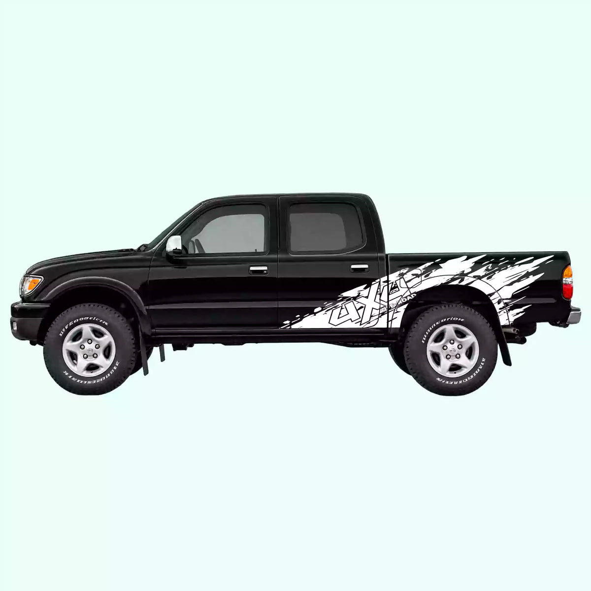 1995-2004 Toyota Tacoma 4x4 Mud Splash Side Decals Vinyl Graphics Kit White