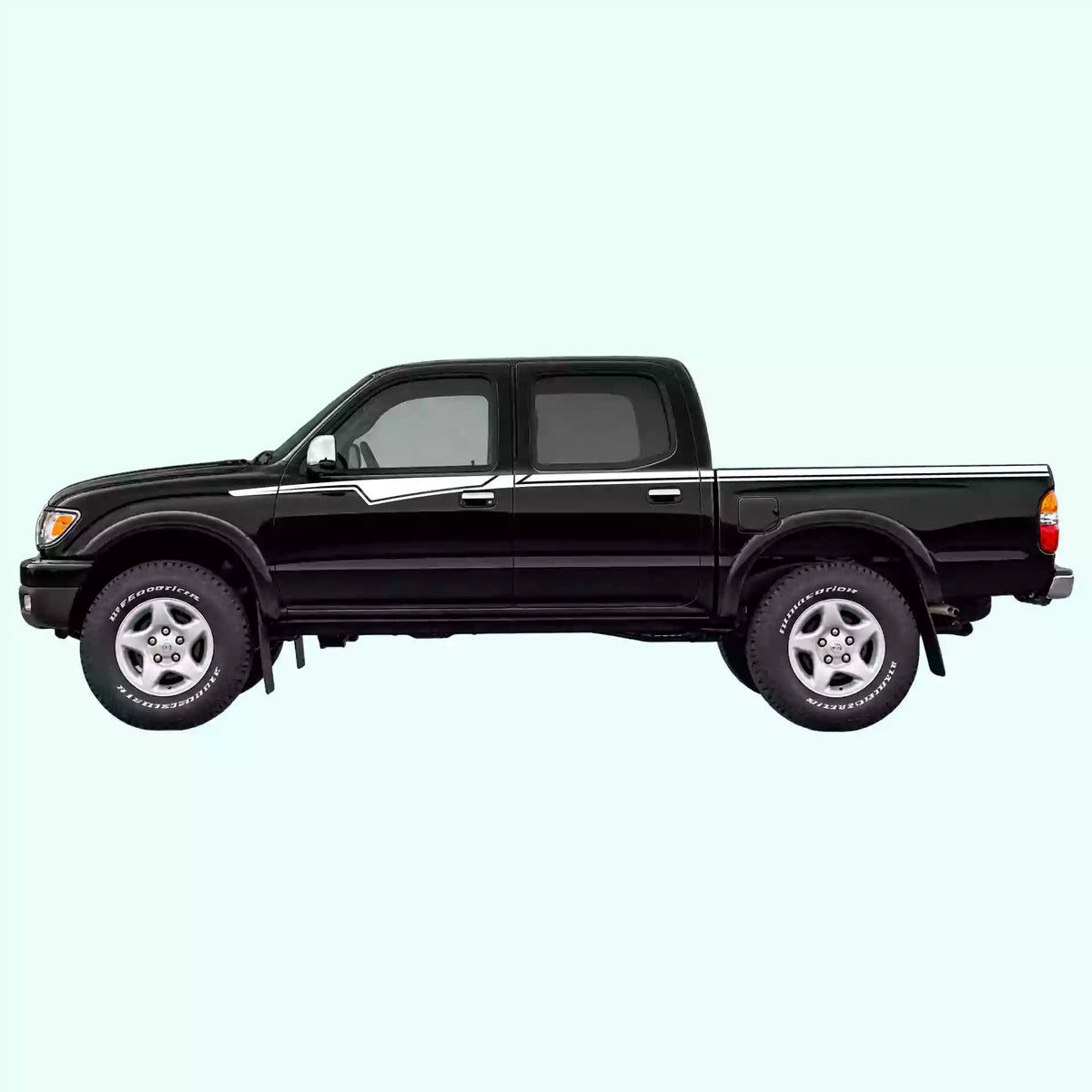 1995-2004 Toyota Tacoma American Belt Line Side Decals Vinyl Graphics Kit White