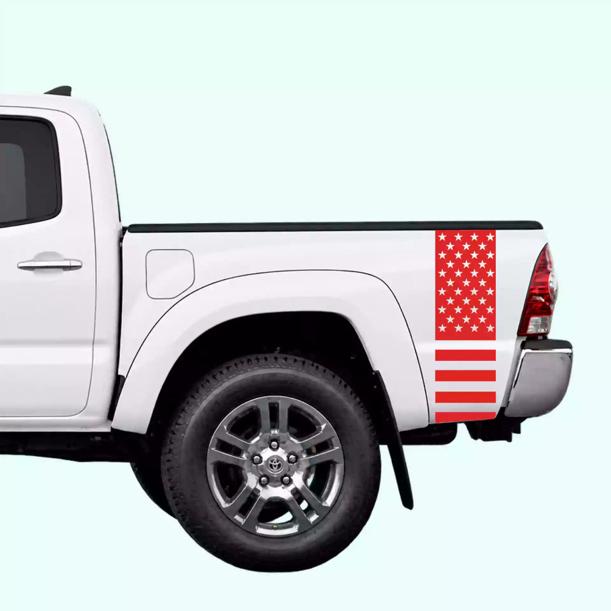2005-2015 Toyota Tacoma American Flag Bed Side Stripes Vinyl Graphics Kit Red