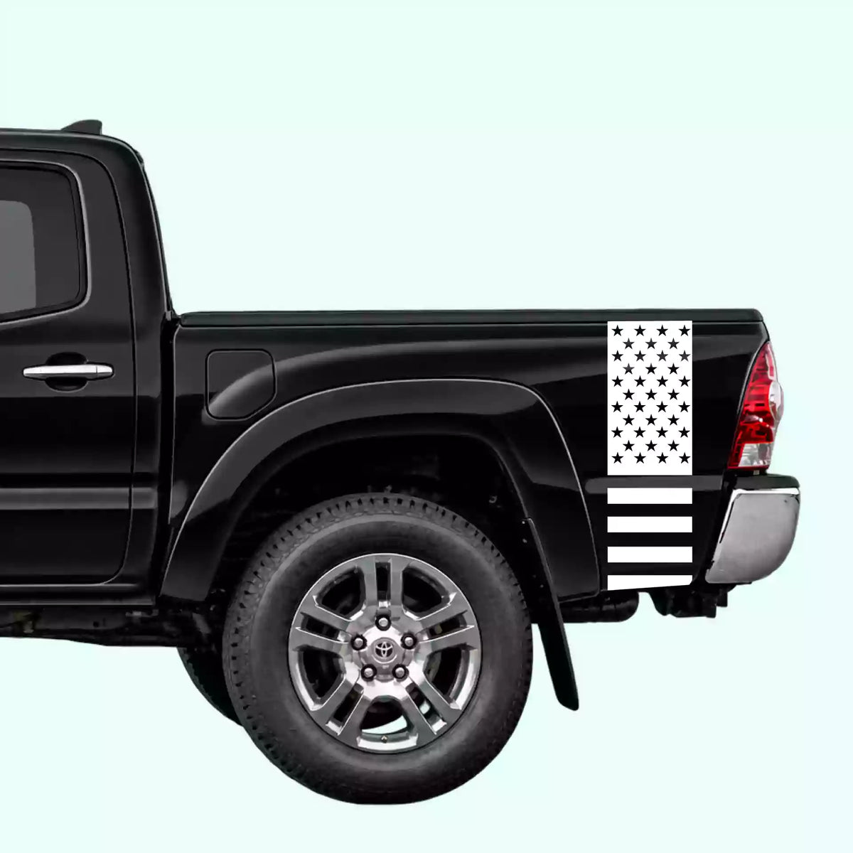 2005-2015 Toyota Tacoma American Flag Bed Side Stripes Vinyl Graphics Kit White