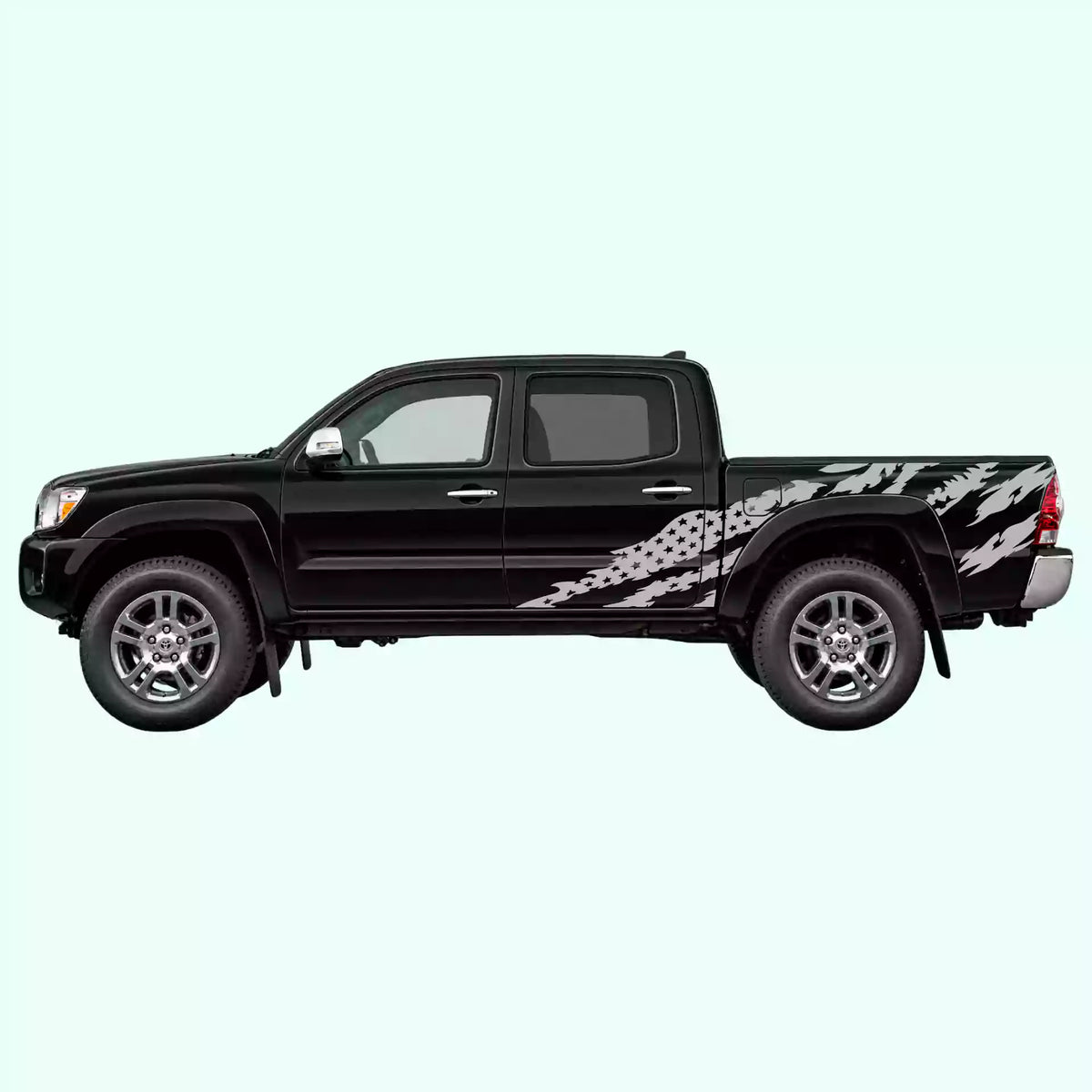 2005-2015 Toyota Tacoma American Flag Side Decals Vinyl Graphics Kit Gray