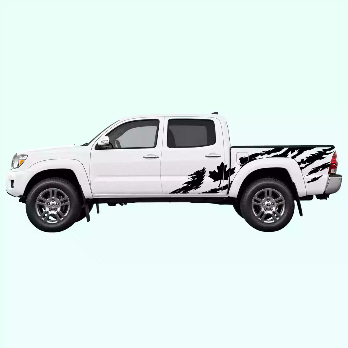 2005-2015 Toyota Tacoma Canada Flag Side Decals Vinyl Graphics Kit Black