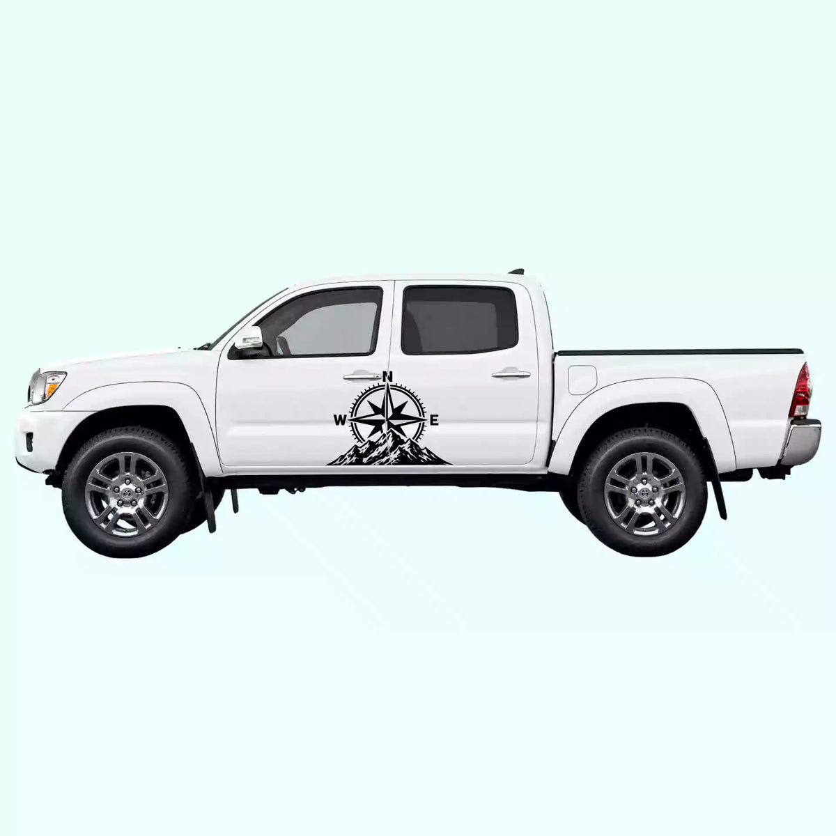 2005-2015 Toyota Tacoma Compass Mountains Side Decals Vinyl Graphics Kit Black