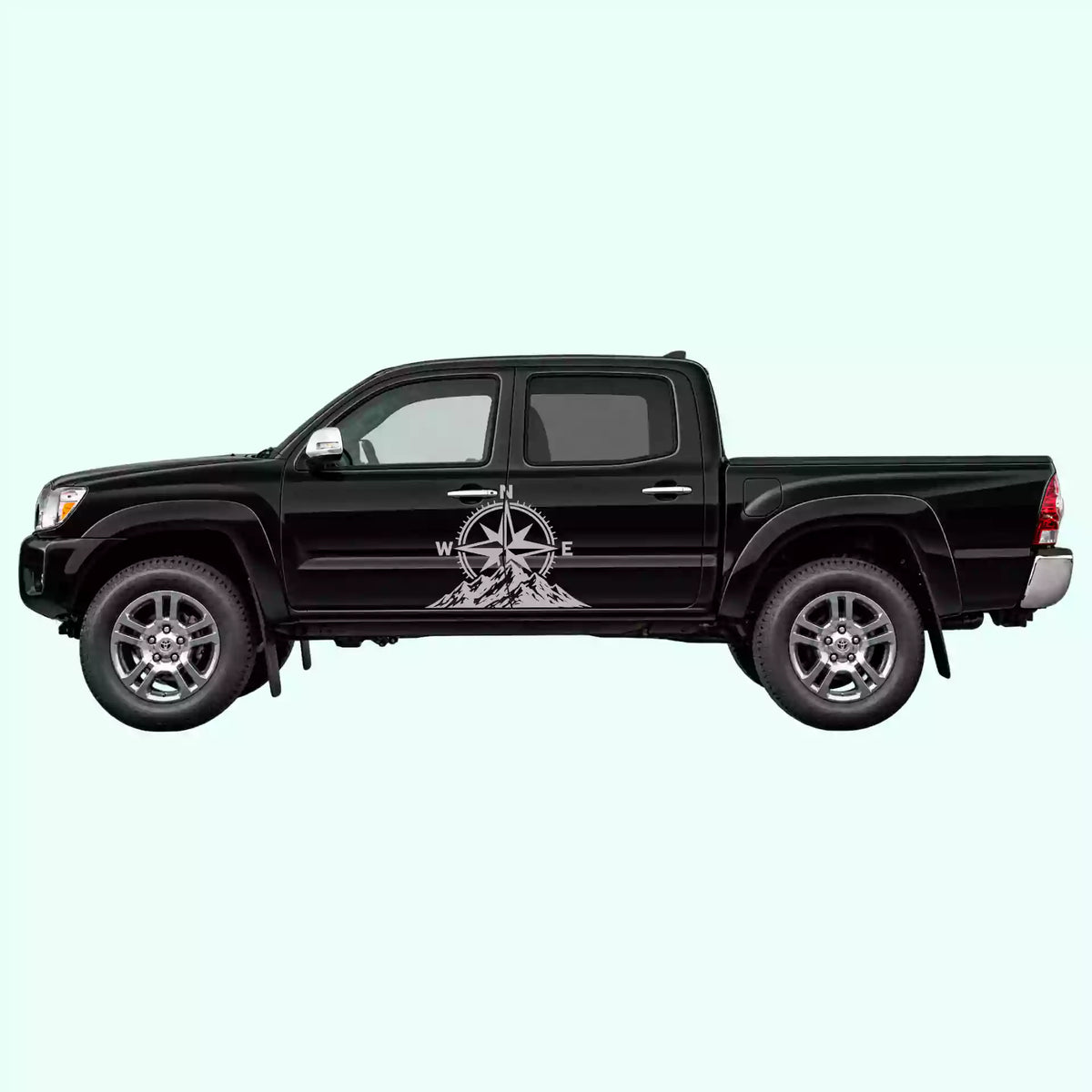 2005-2015 Toyota Tacoma Compass Mountains Side Decals Vinyl Graphics Kit Gray
