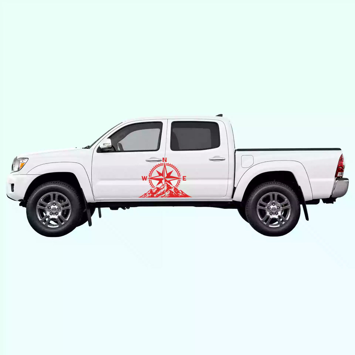 2005-2015 Toyota Tacoma Compass Mountains Side Decals Vinyl Graphics Kit Red