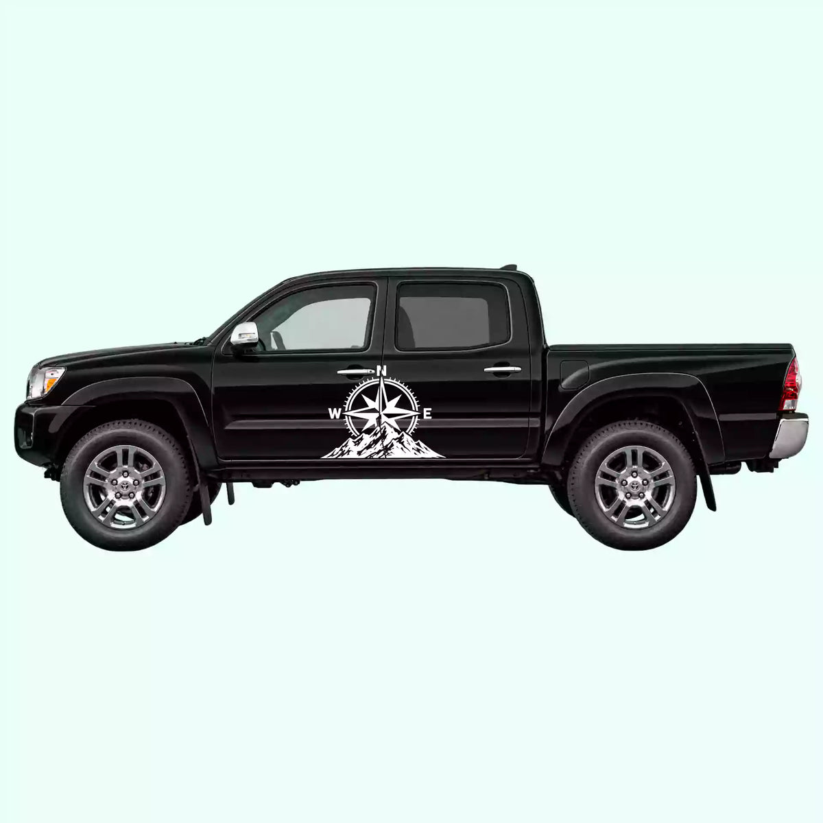 2005-2015 Toyota Tacoma Compass Mountains Side Decals Vinyl Graphics Kit White